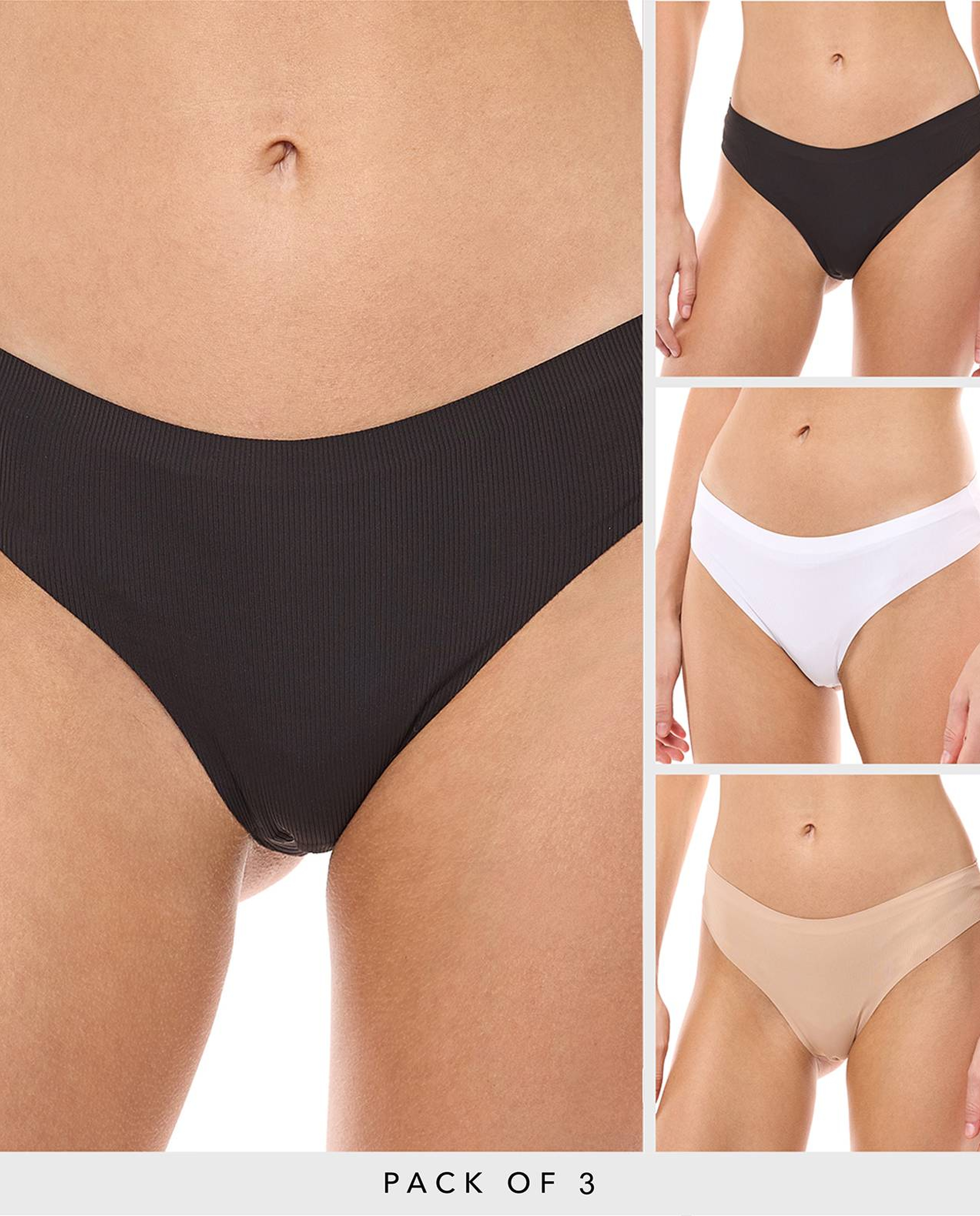 3 Pack Solid Seamless Bikini Briefs