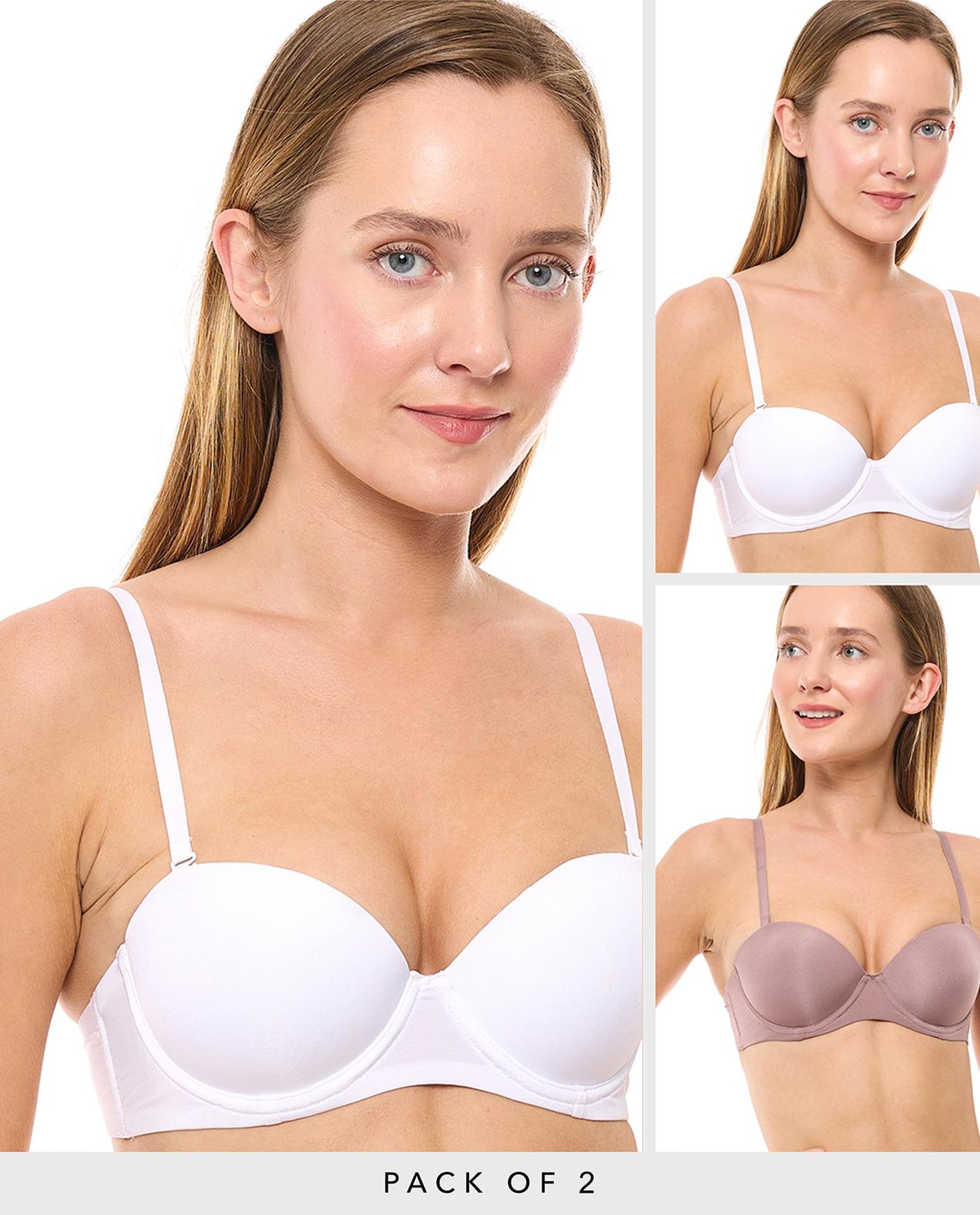 2 Pack Solid Push-Up Bras