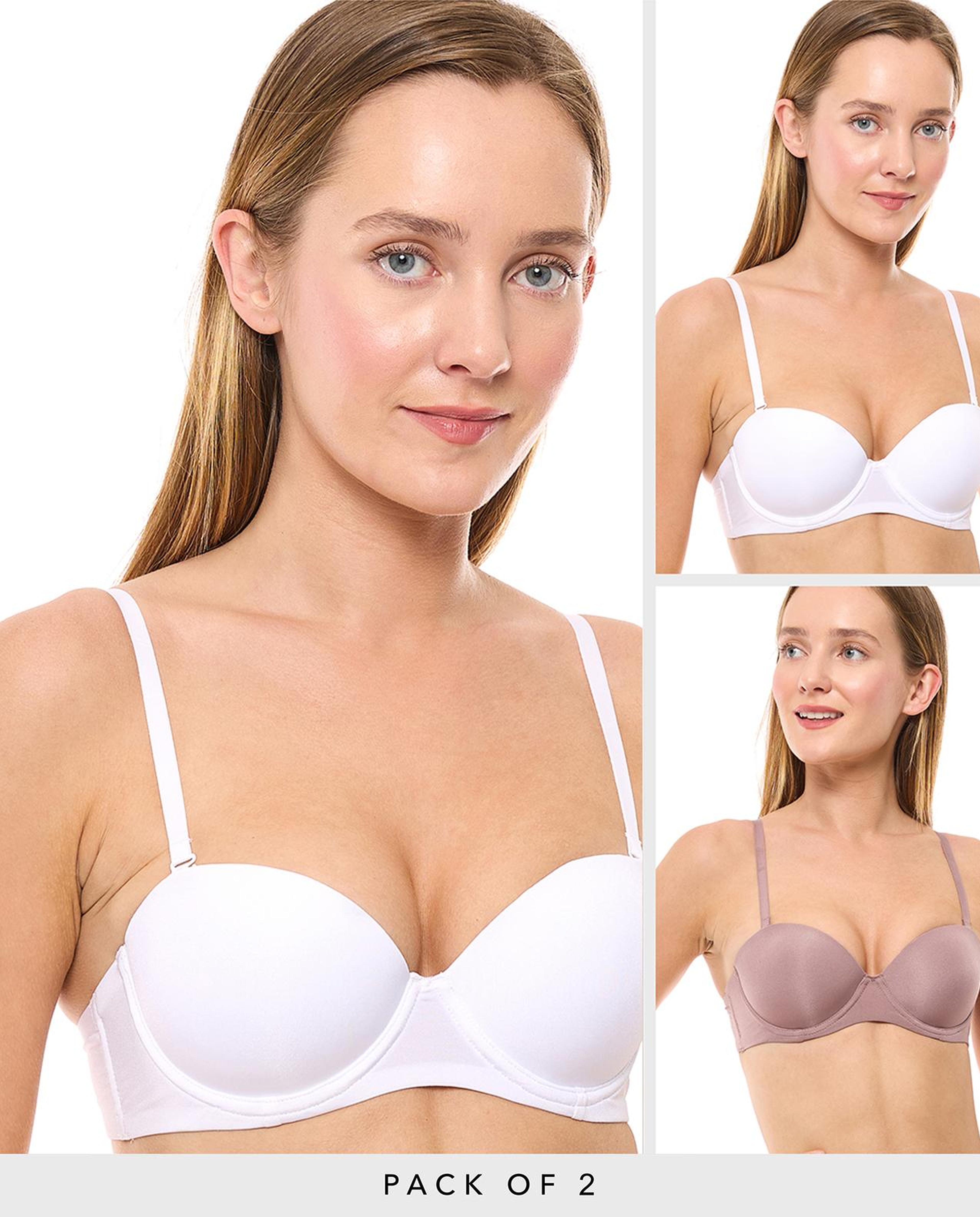 2 Pack Solid Push-Up Bras