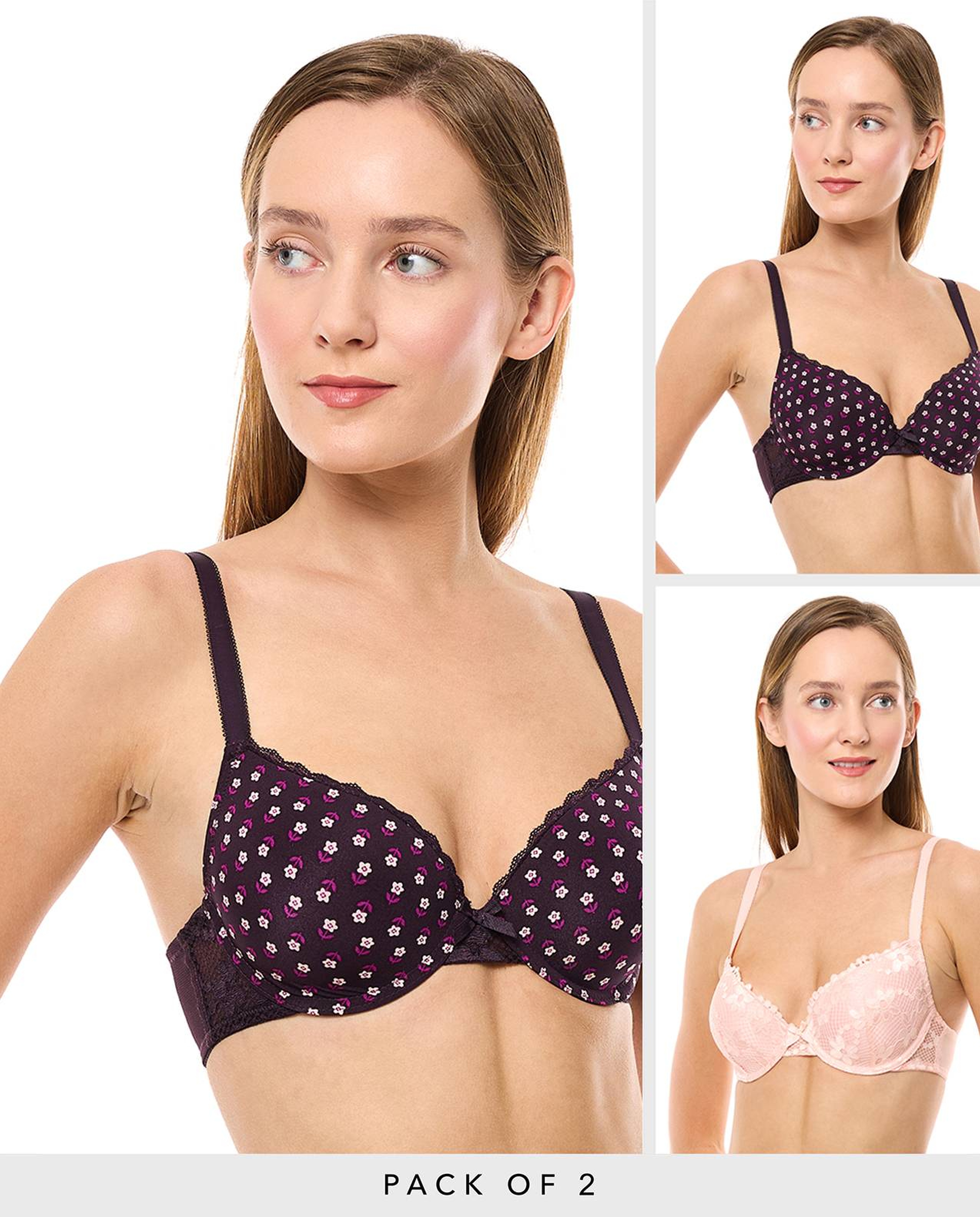 2 Pack Lace Trim Bras