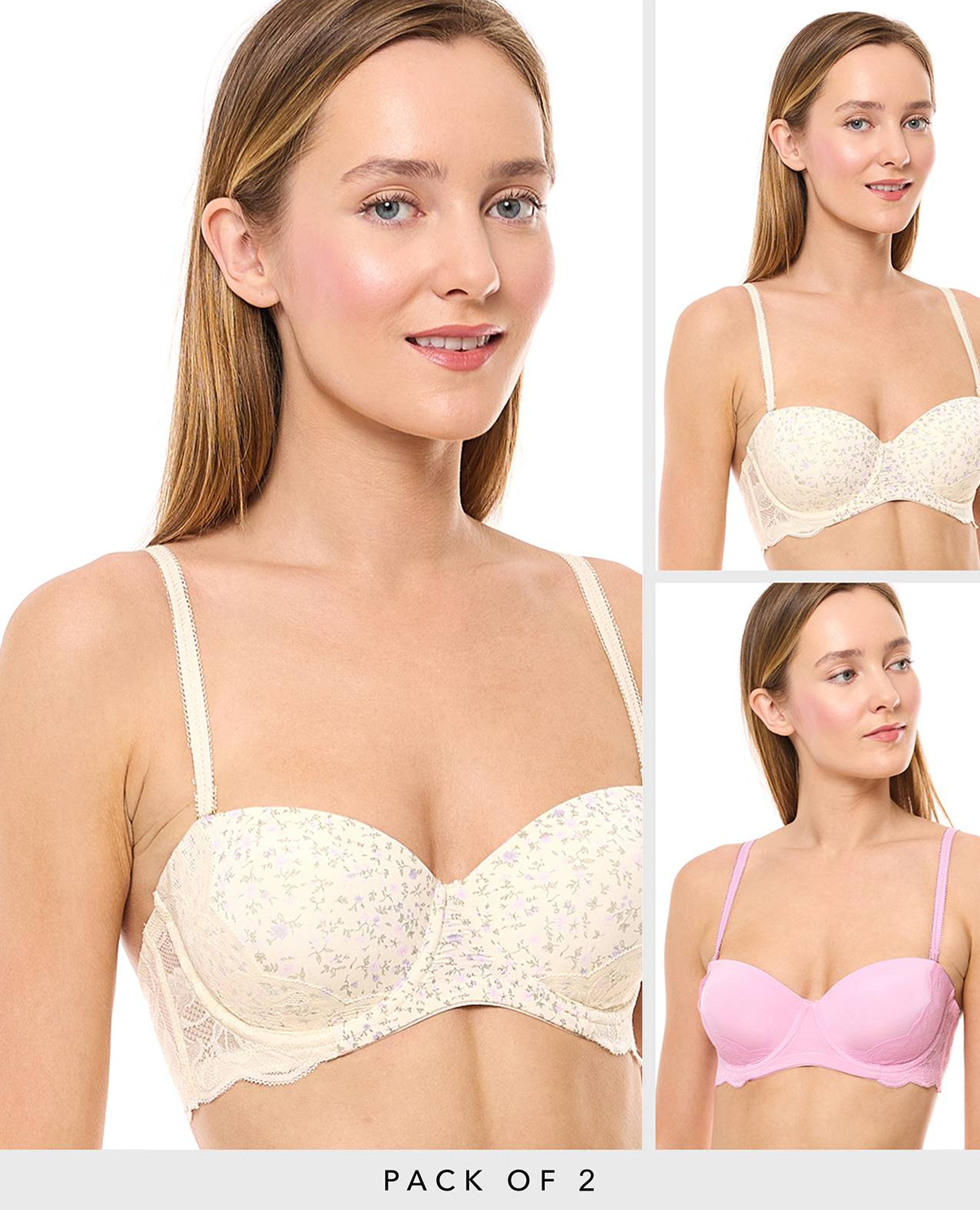 2 Pack Lace Trim Strapless Bras