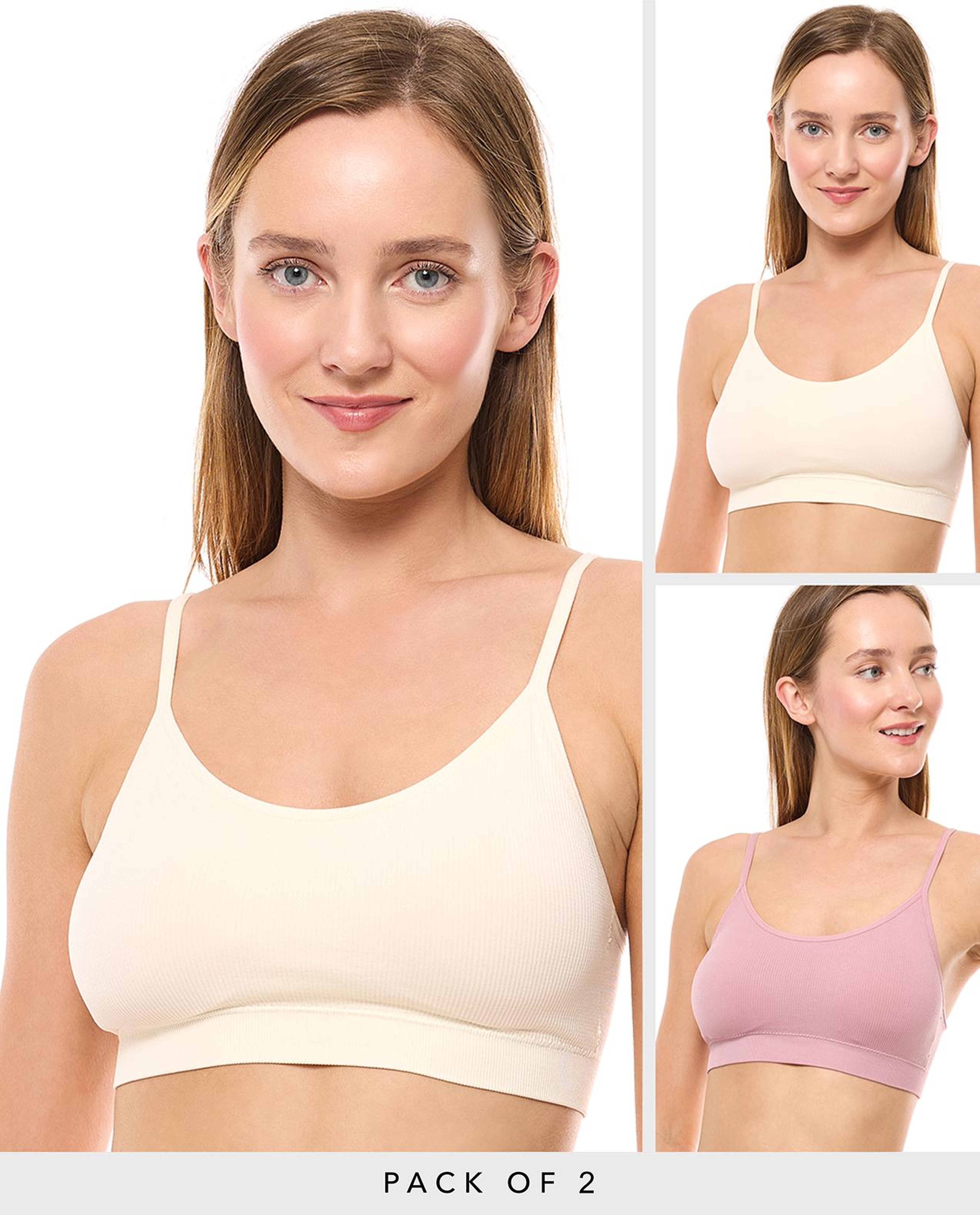2 Pack Ribbed Padded Sports Bras