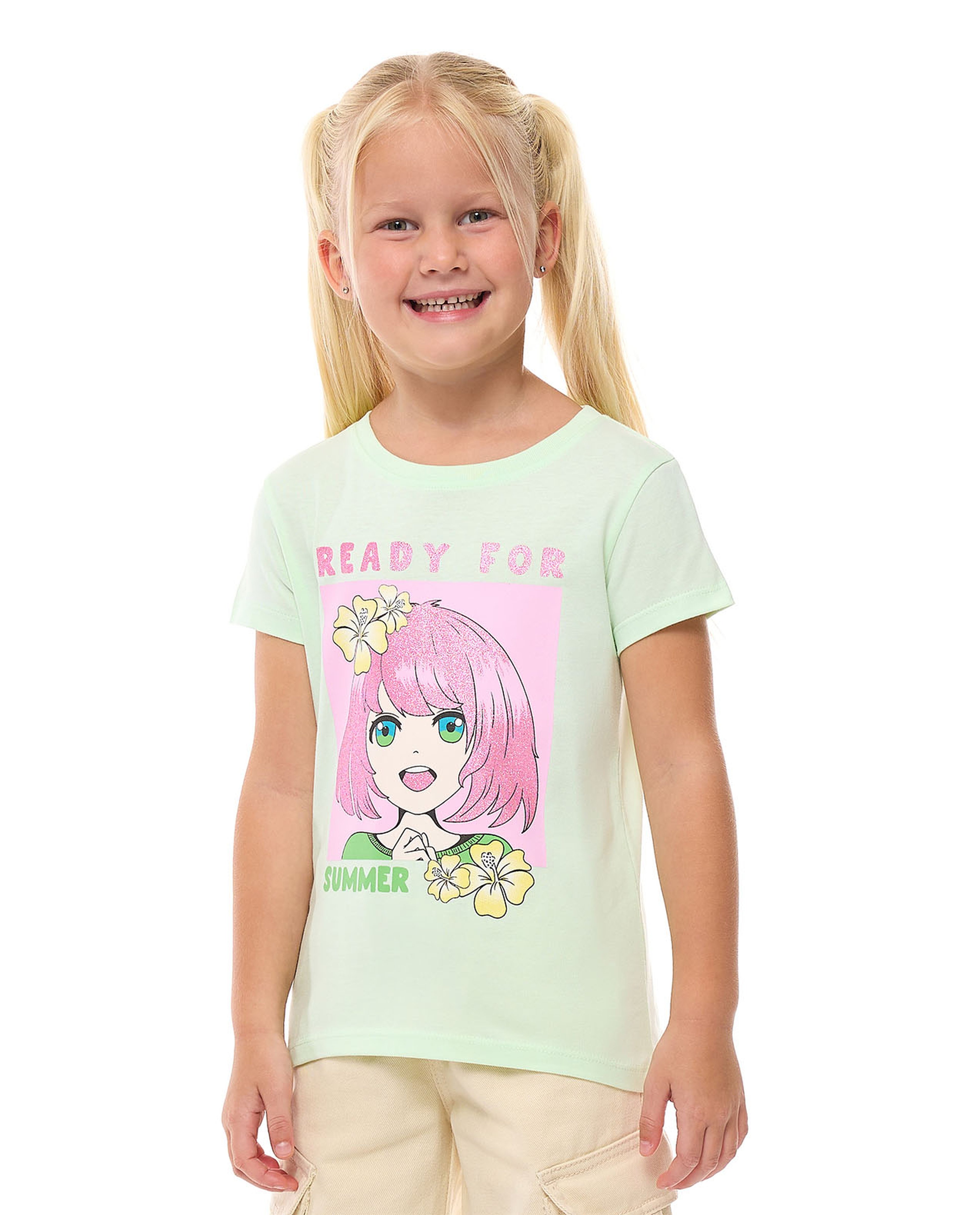 Printed T-Shirt with Crew Neck and Short Sleeves