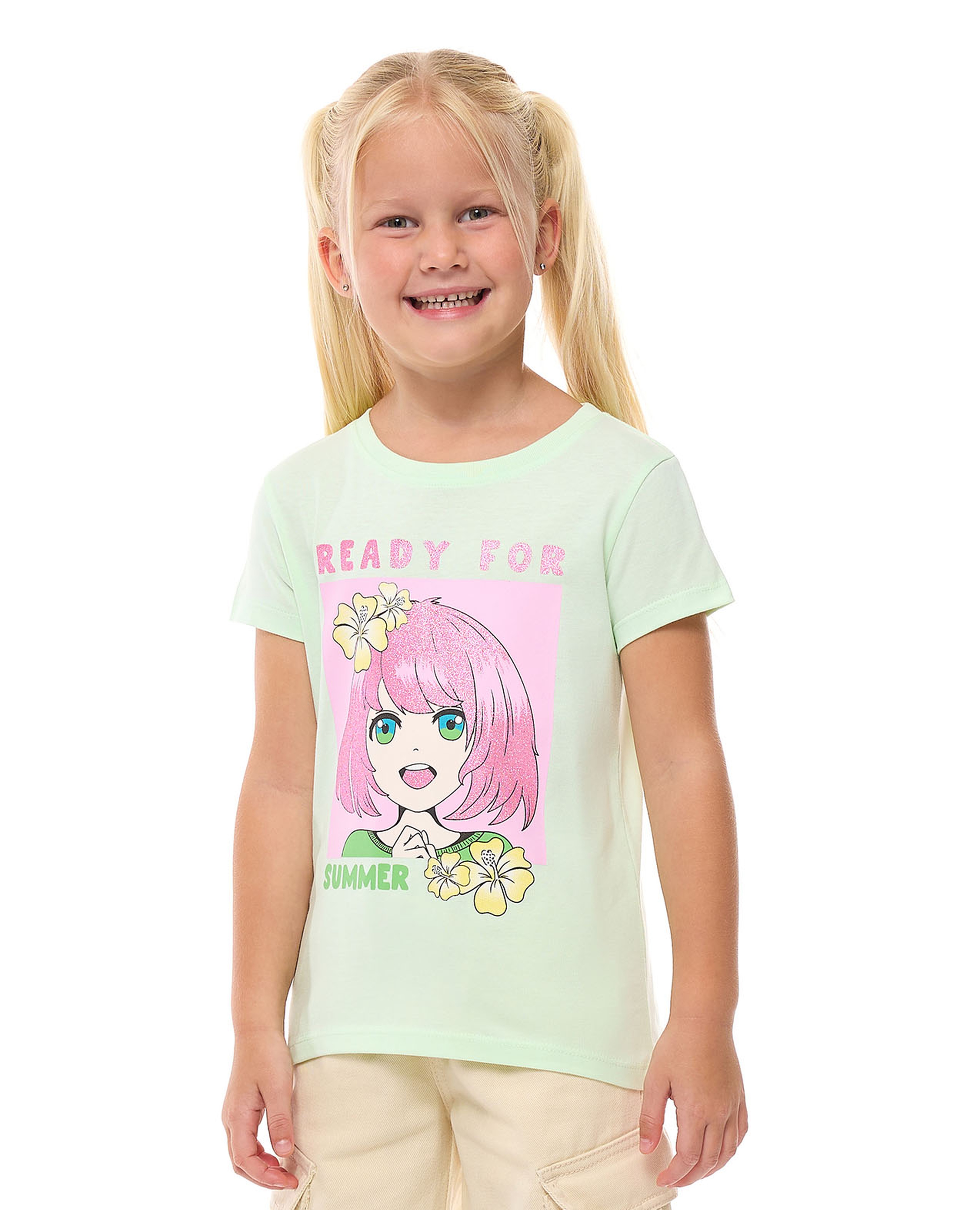 Printed T-Shirt with Crew Neck and Short Sleeves