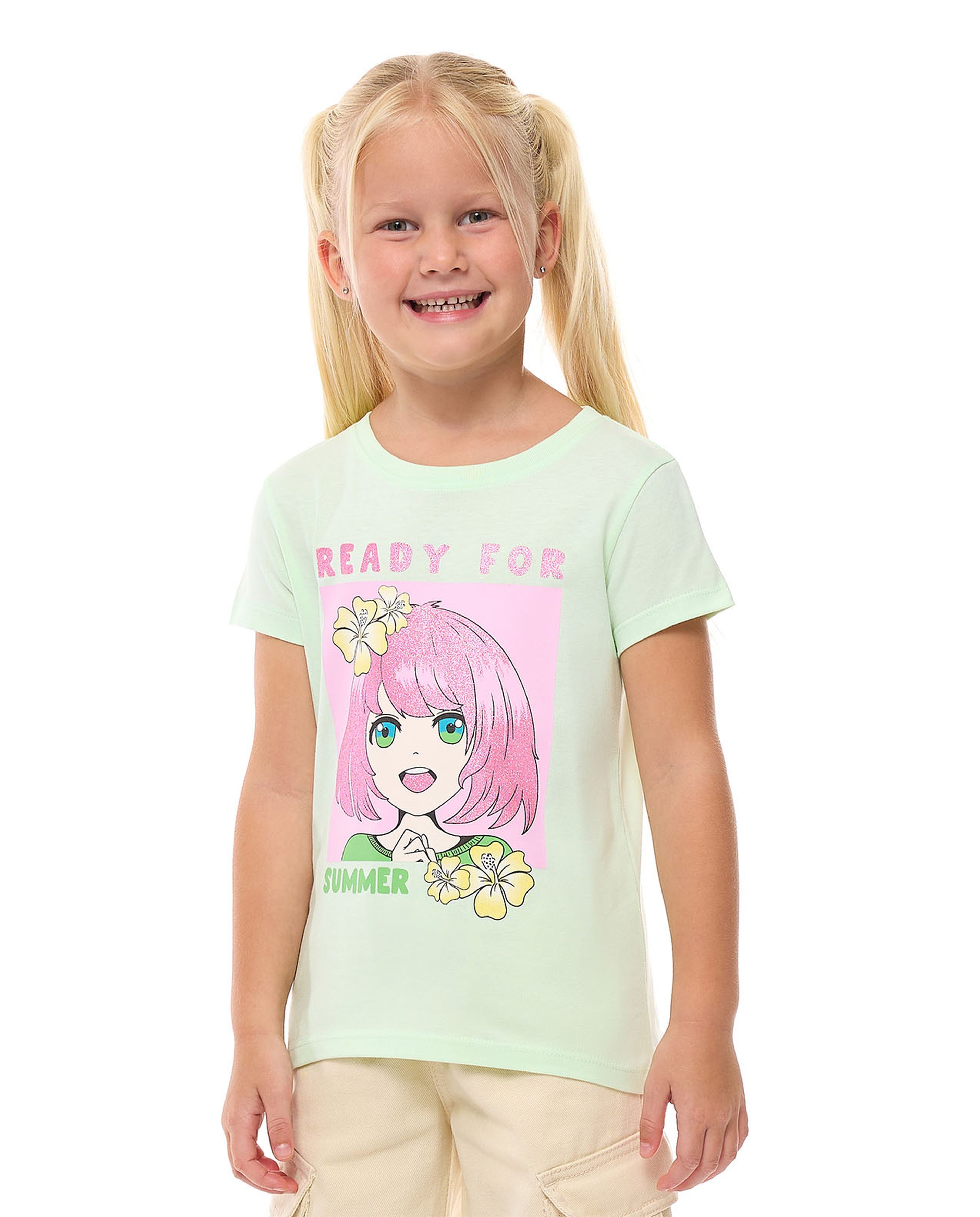 Printed T-Shirt with Crew Neck and Short Sleeves