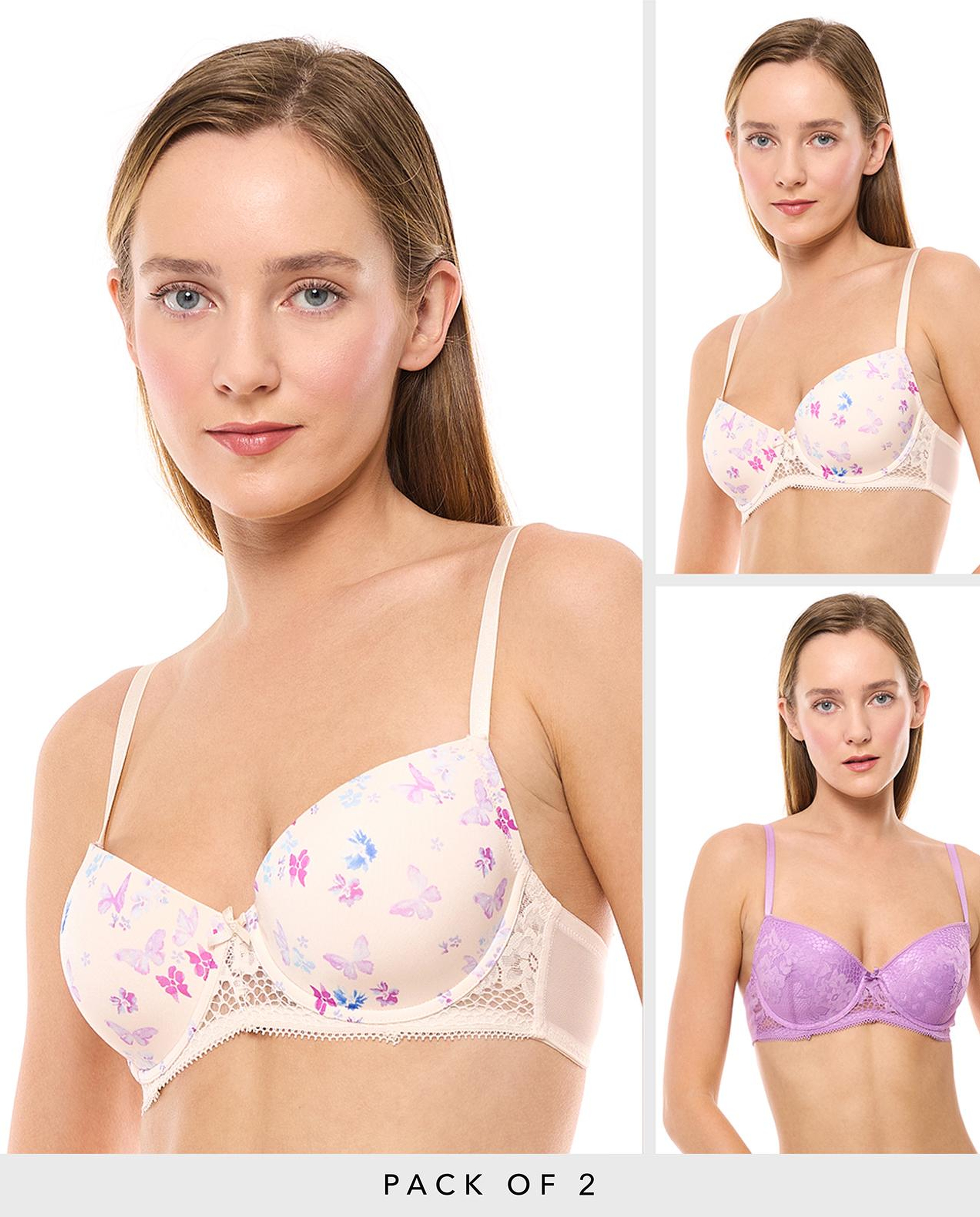 2 Pack Padded Balcony Bras