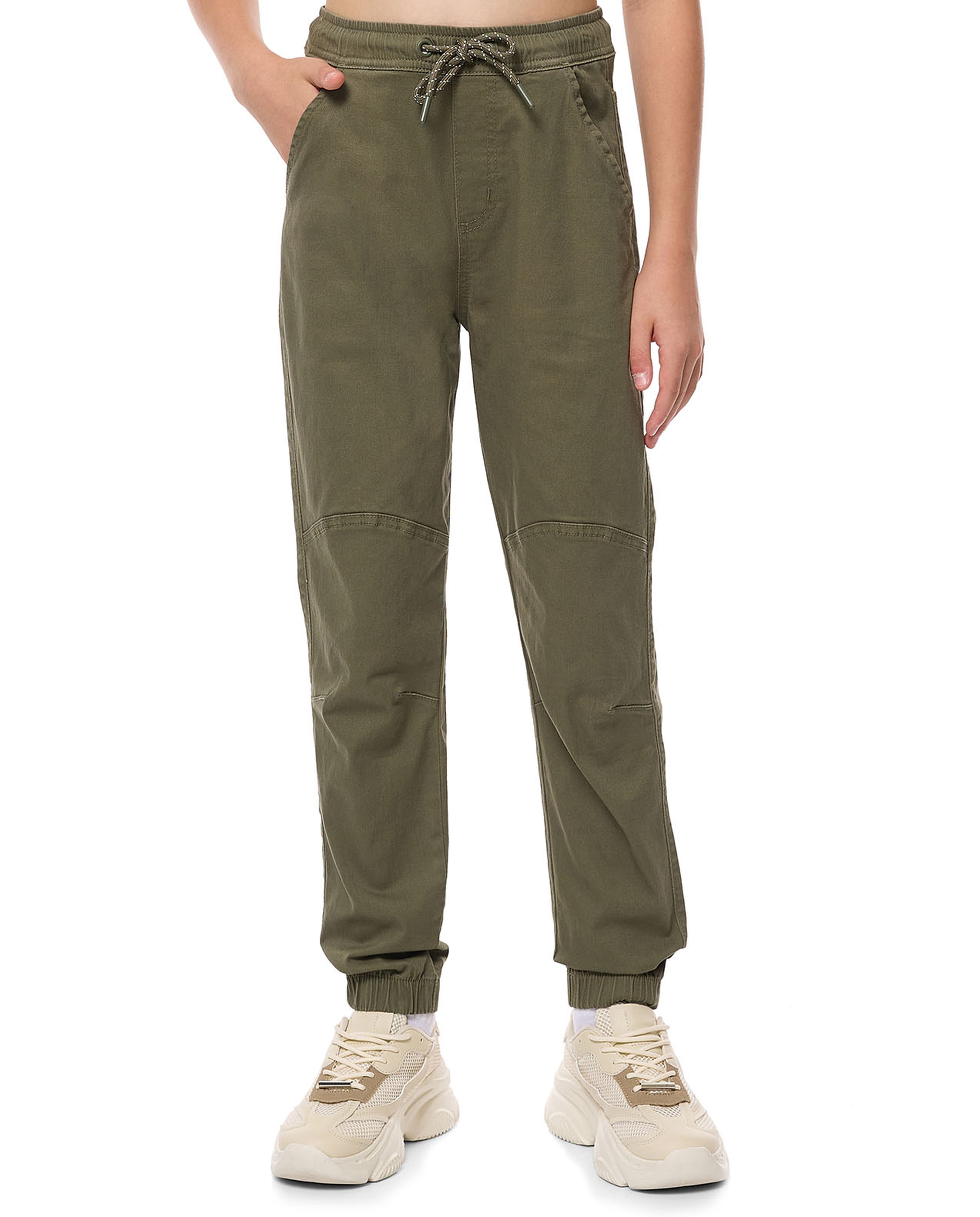 Solid Jogger Pants with Drawstring Waist