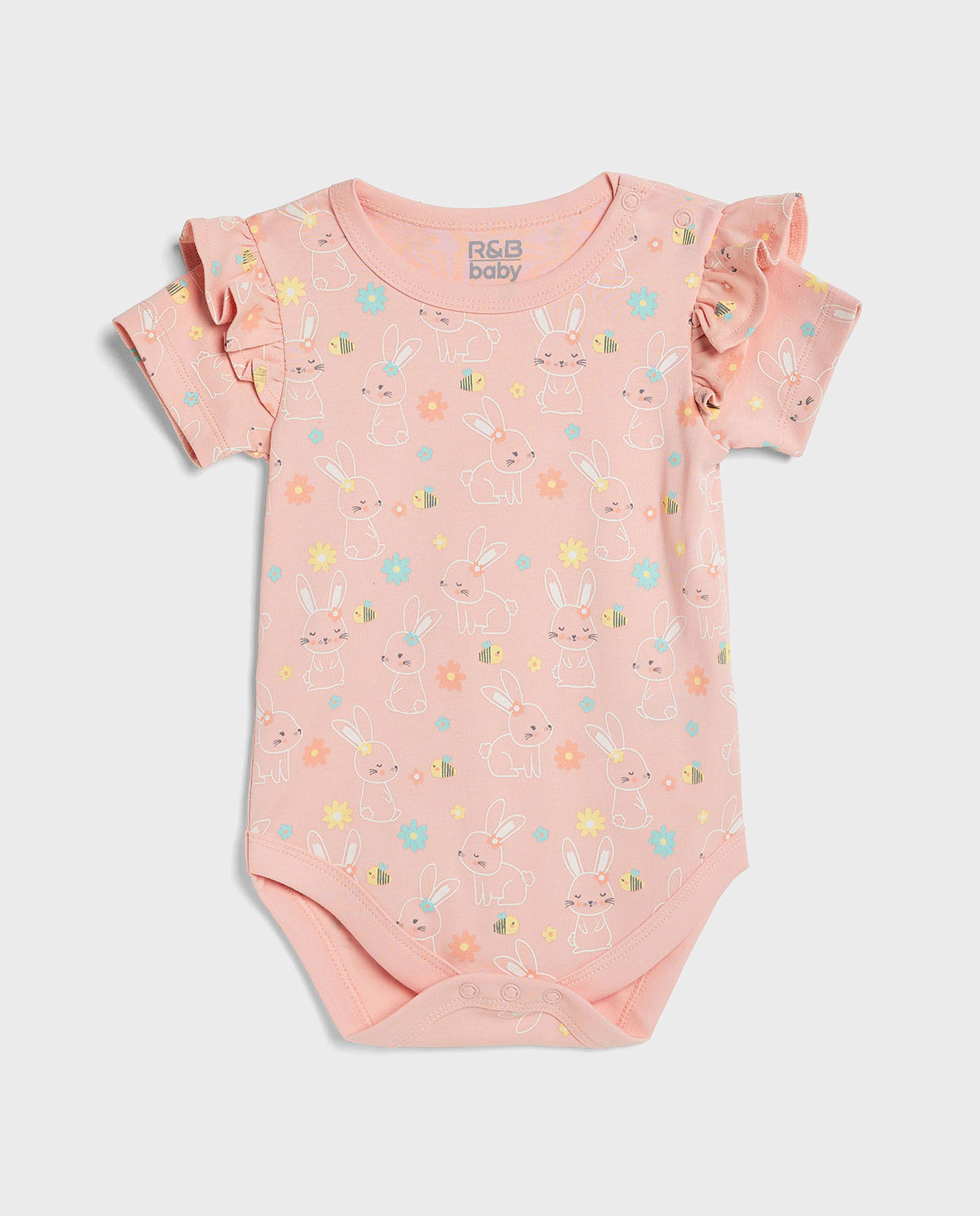 3 Pack Printed Bodysuits with Short Sleeves