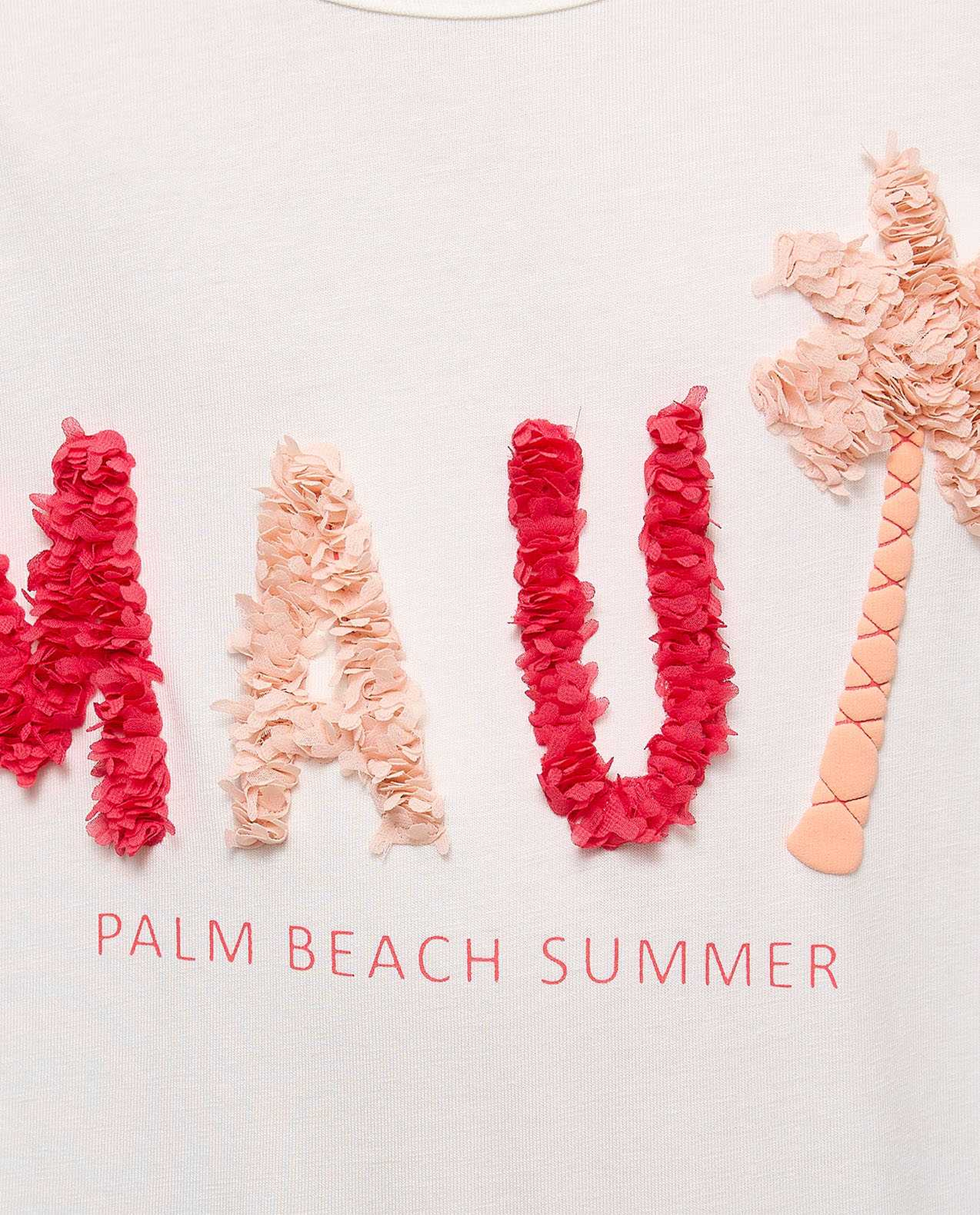 Appliqued Top with Crew Neck and Short Sleeves