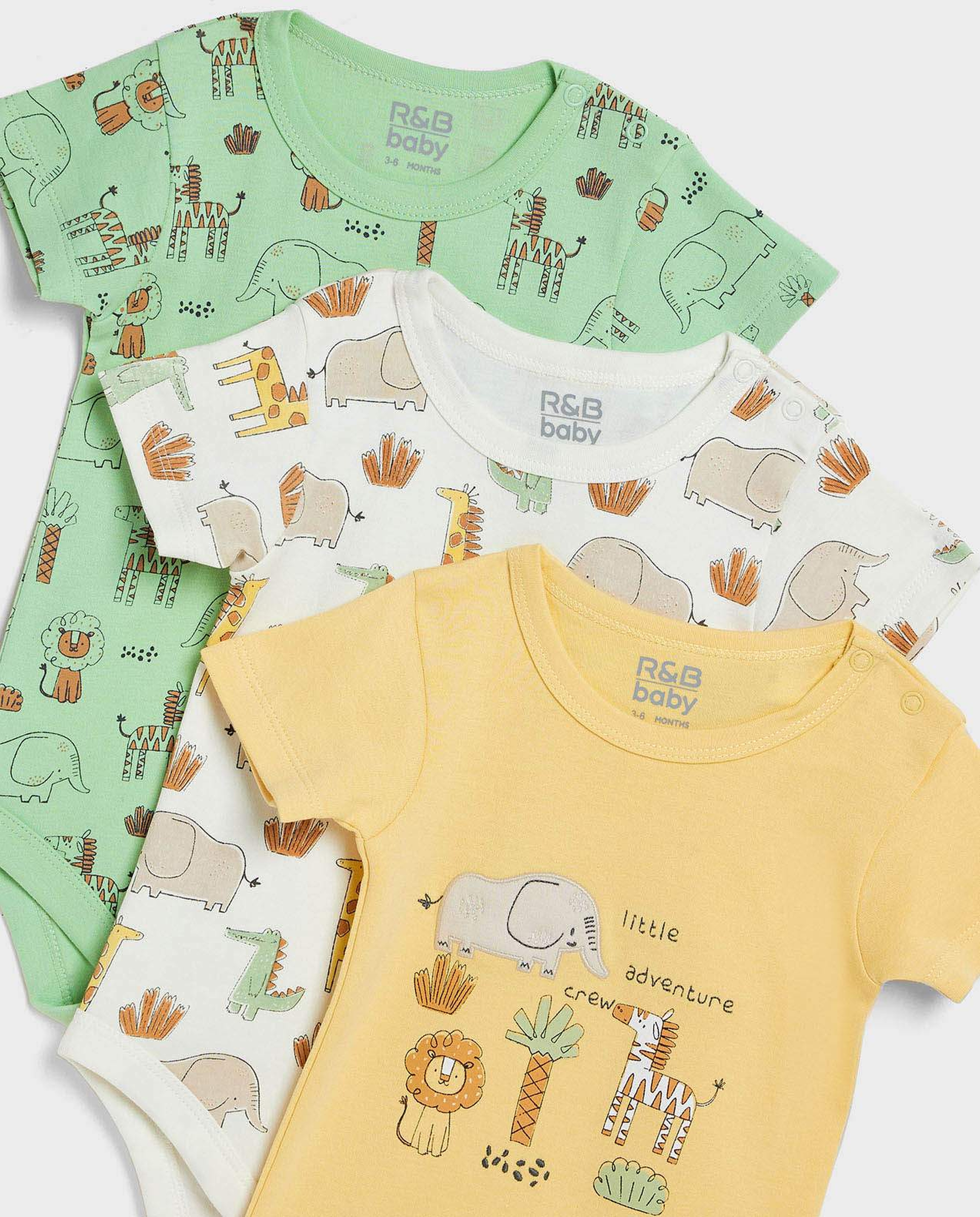 3 Pack Printed Bodysuits with Short Sleeves