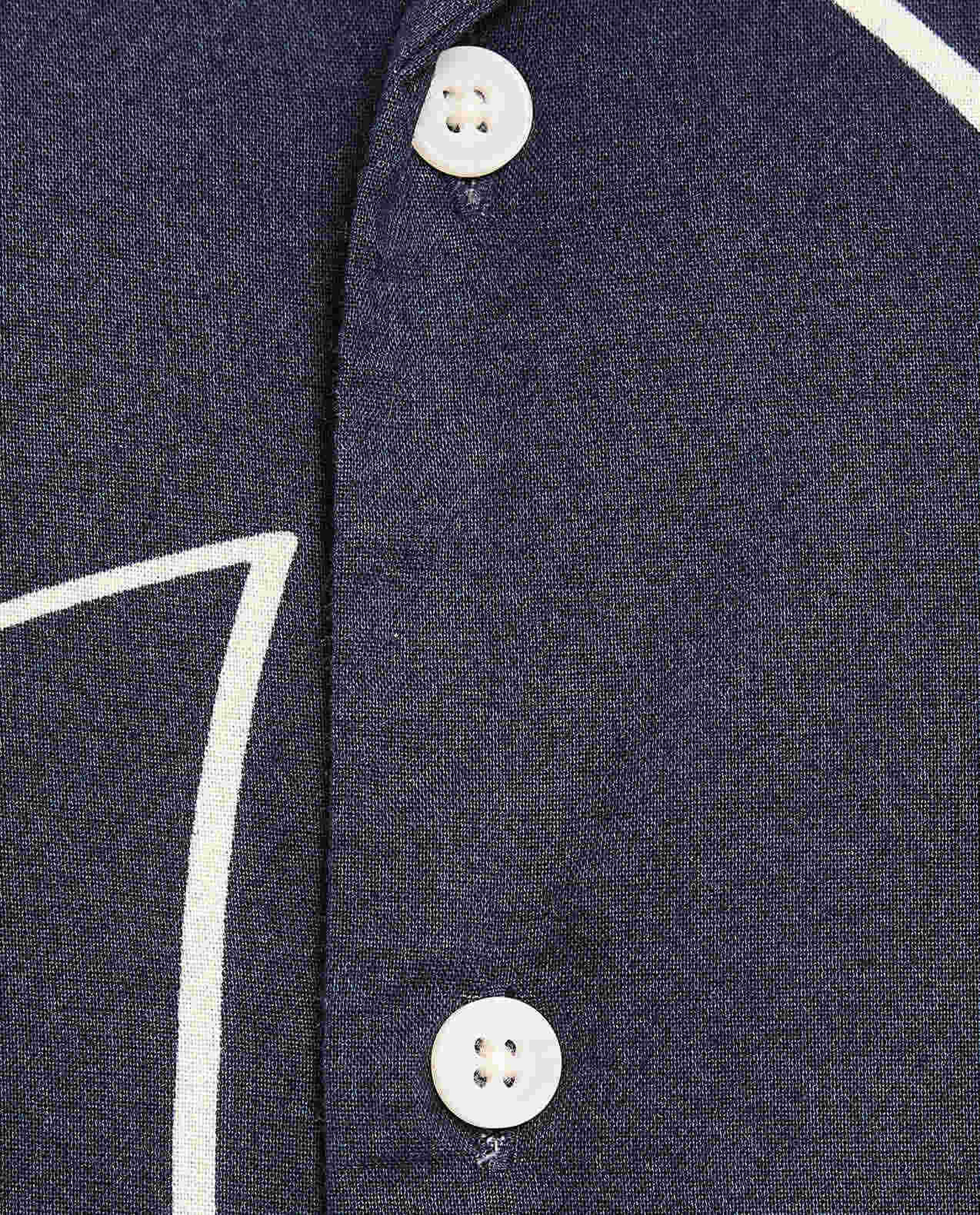 Patterned Shirt with Revere Collar and Short Sleeves