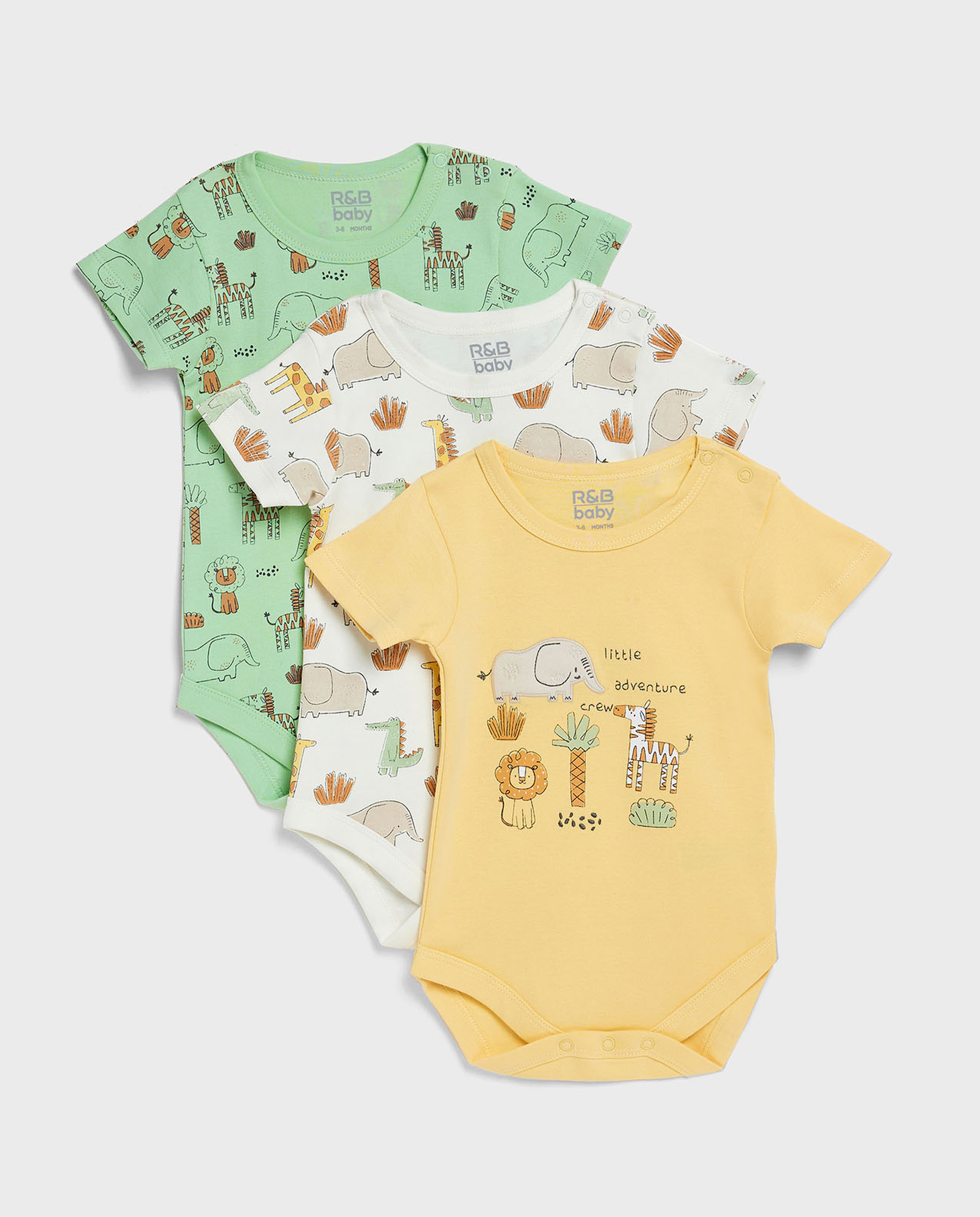 3 Pack Printed Bodysuits with Short Sleeves