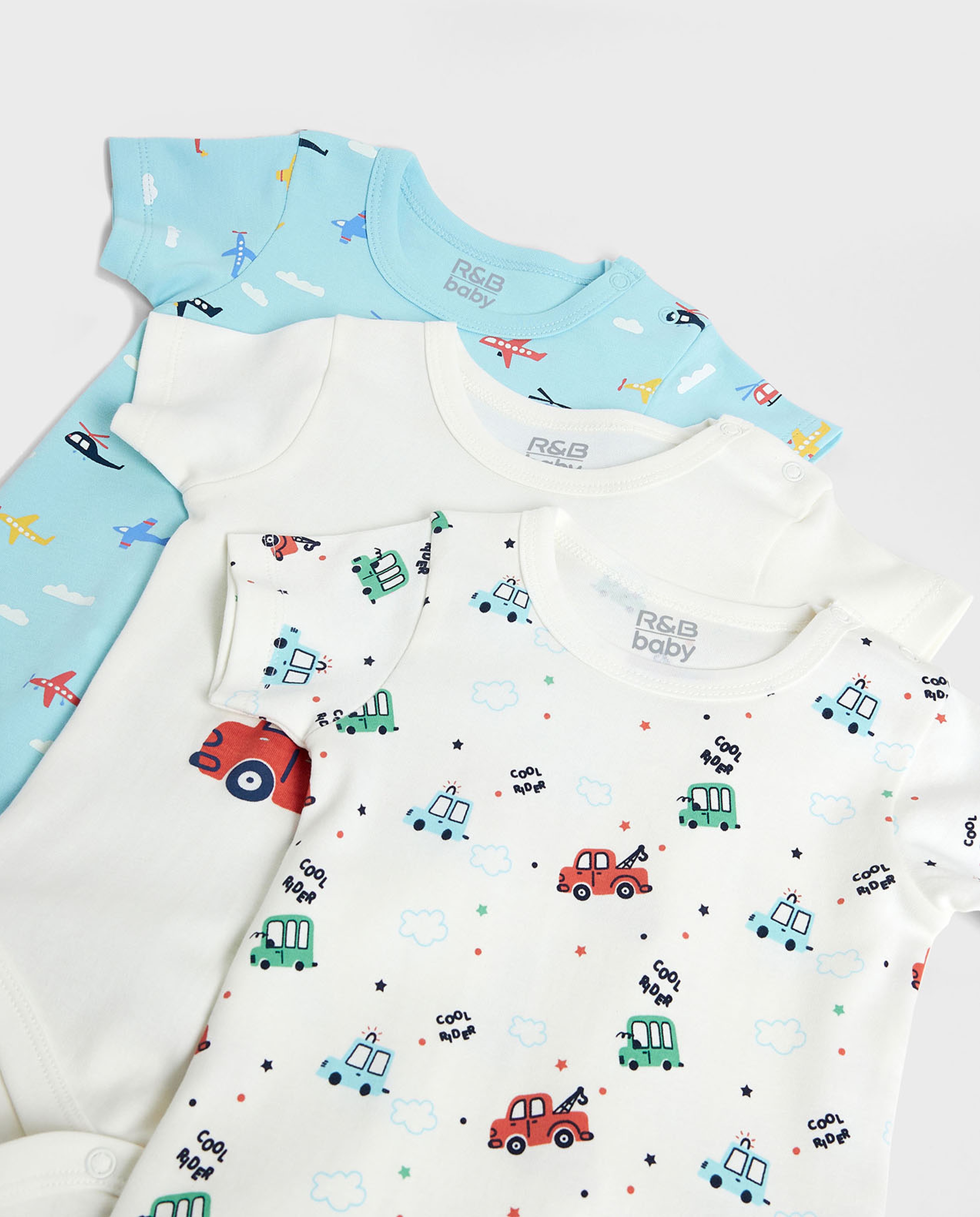 3 Pack Printed Bodysuits with Short Sleeves