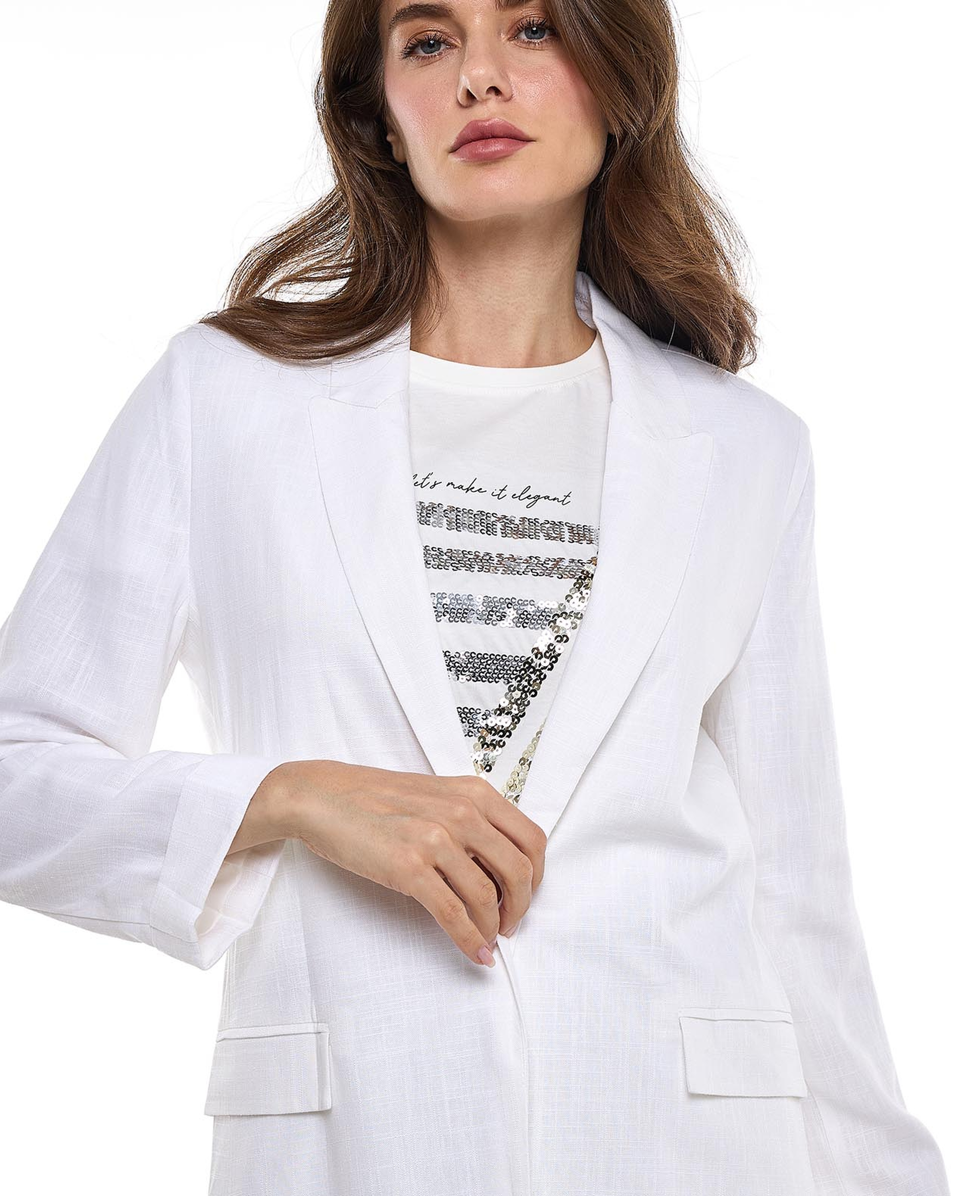 Solid Jacket with Lapel Collar and Long Sleeves