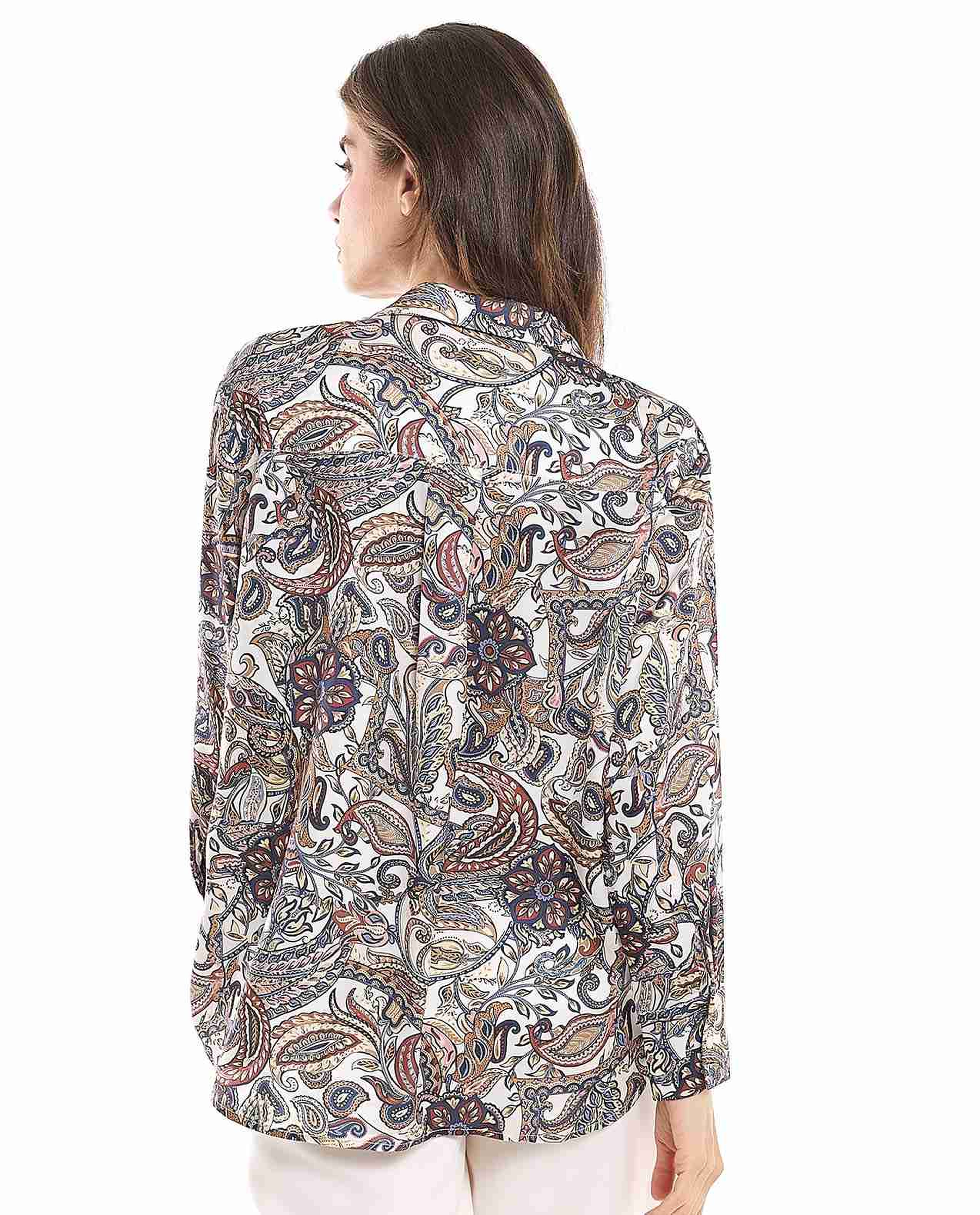 Paisley Patterned Shirt with Classic Collar and Long Sleeves