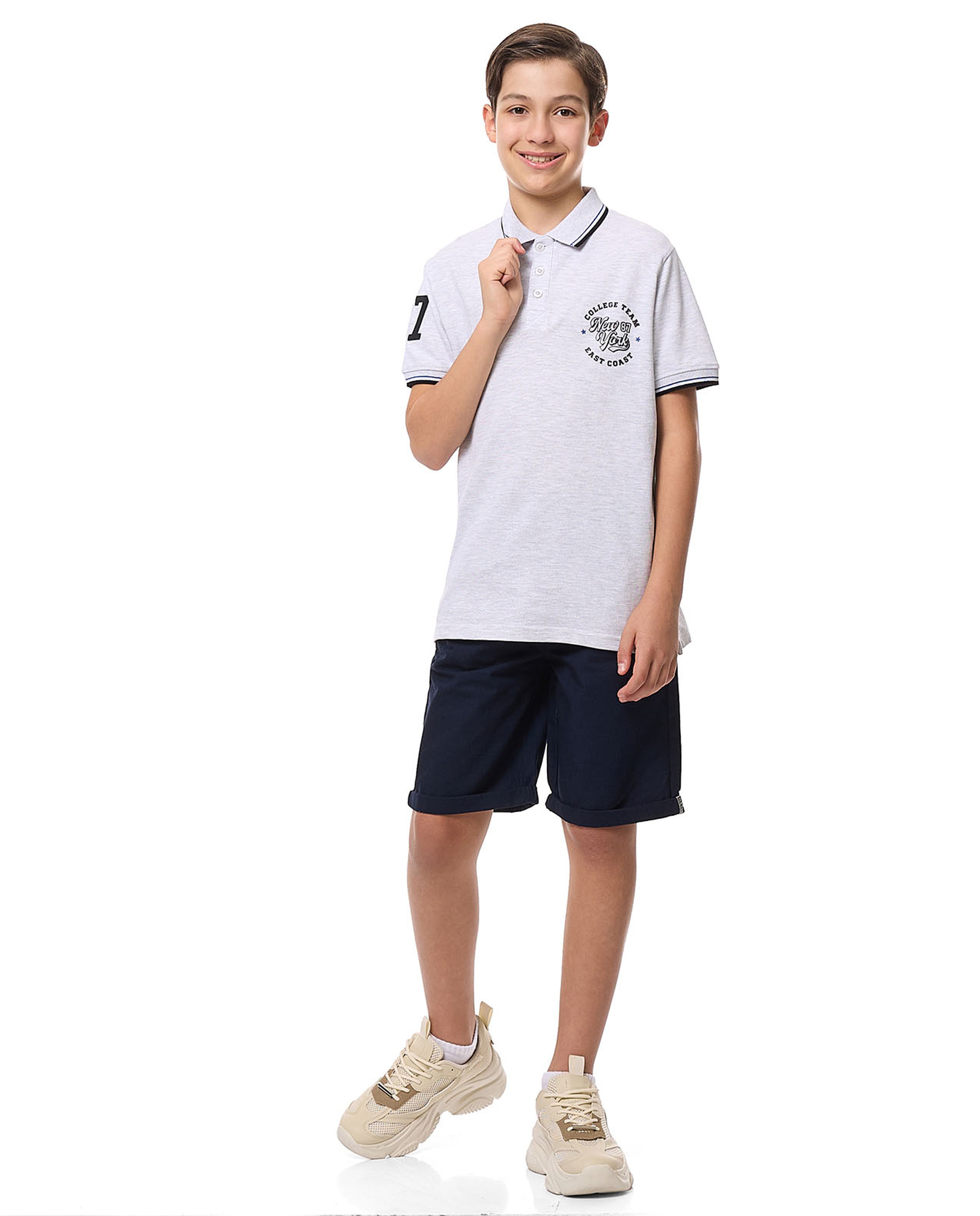 Printed Polo T-Shirt with Short Sleeves