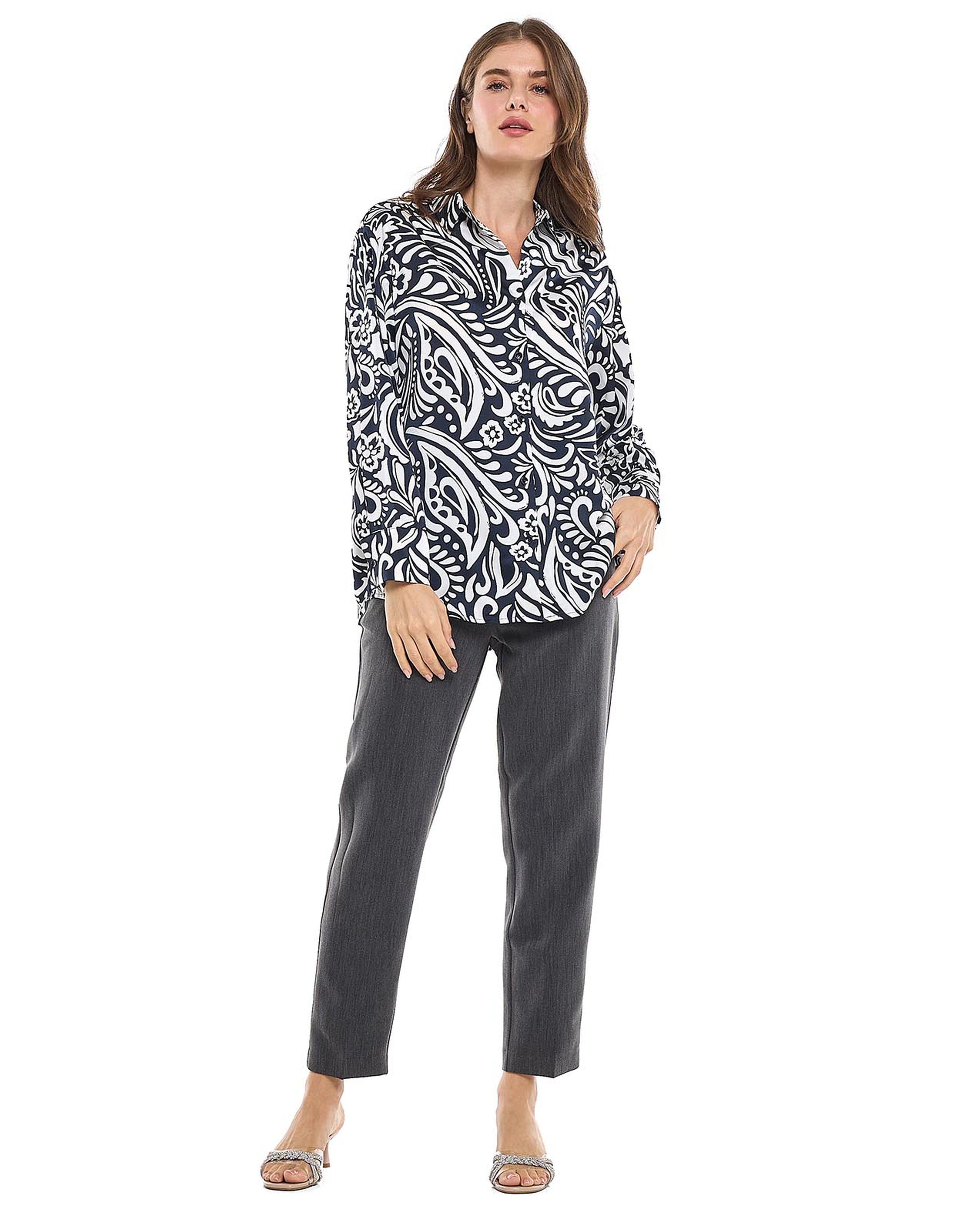 Patterned Shirt with Classic Collar and Long Sleeves