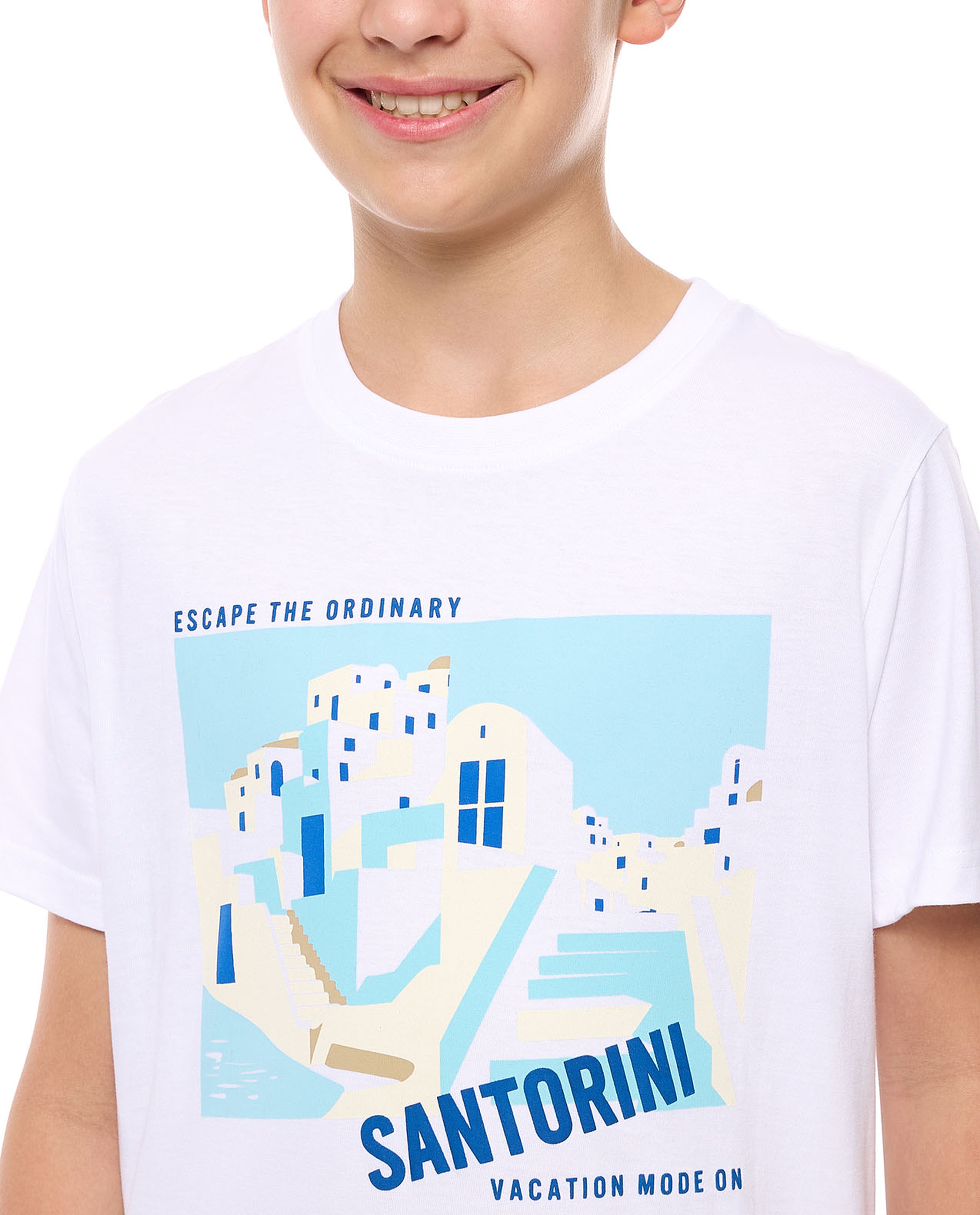 Printed T-Shirt with Crew Neck and Short Sleeves