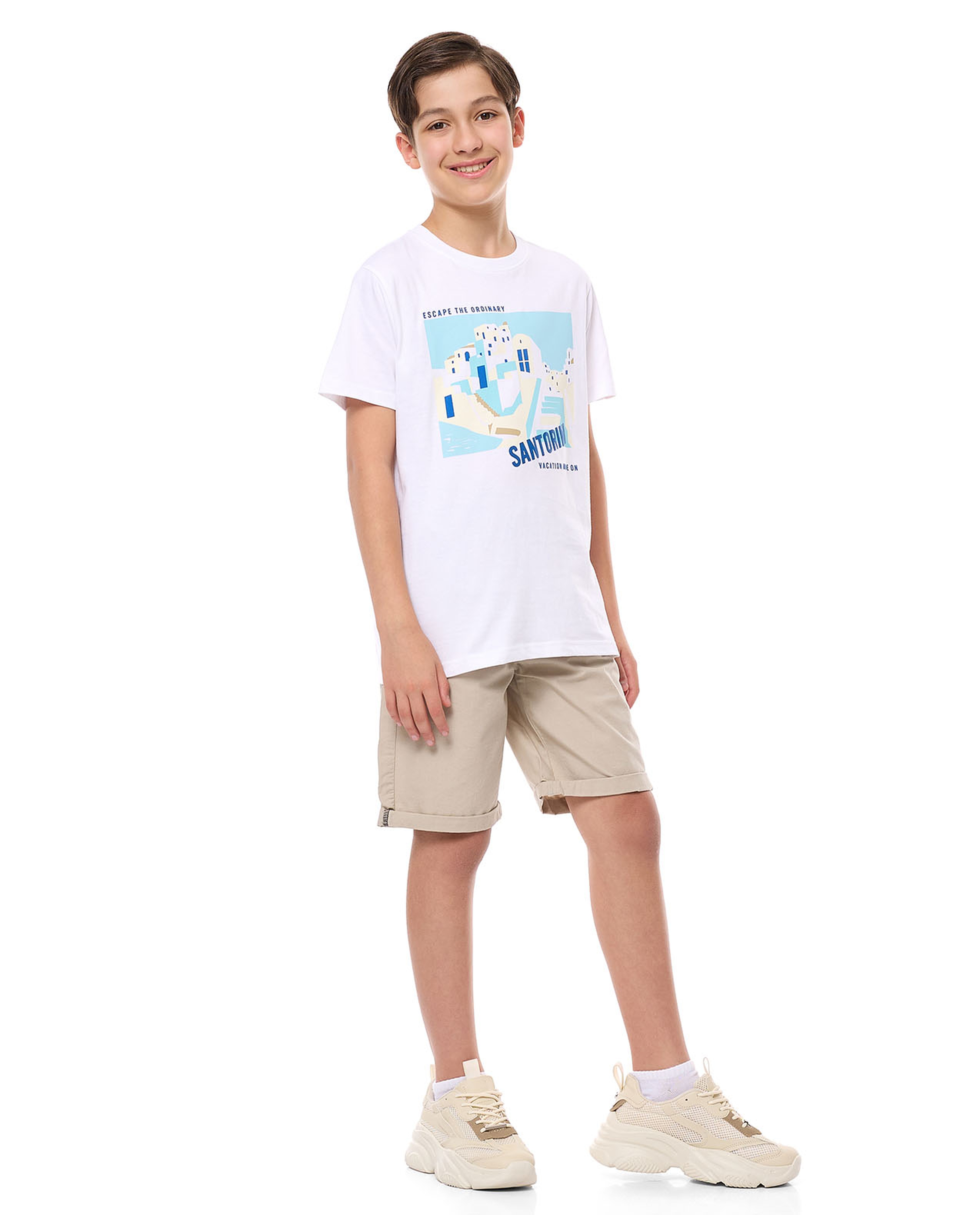 Printed T-Shirt with Crew Neck and Short Sleeves