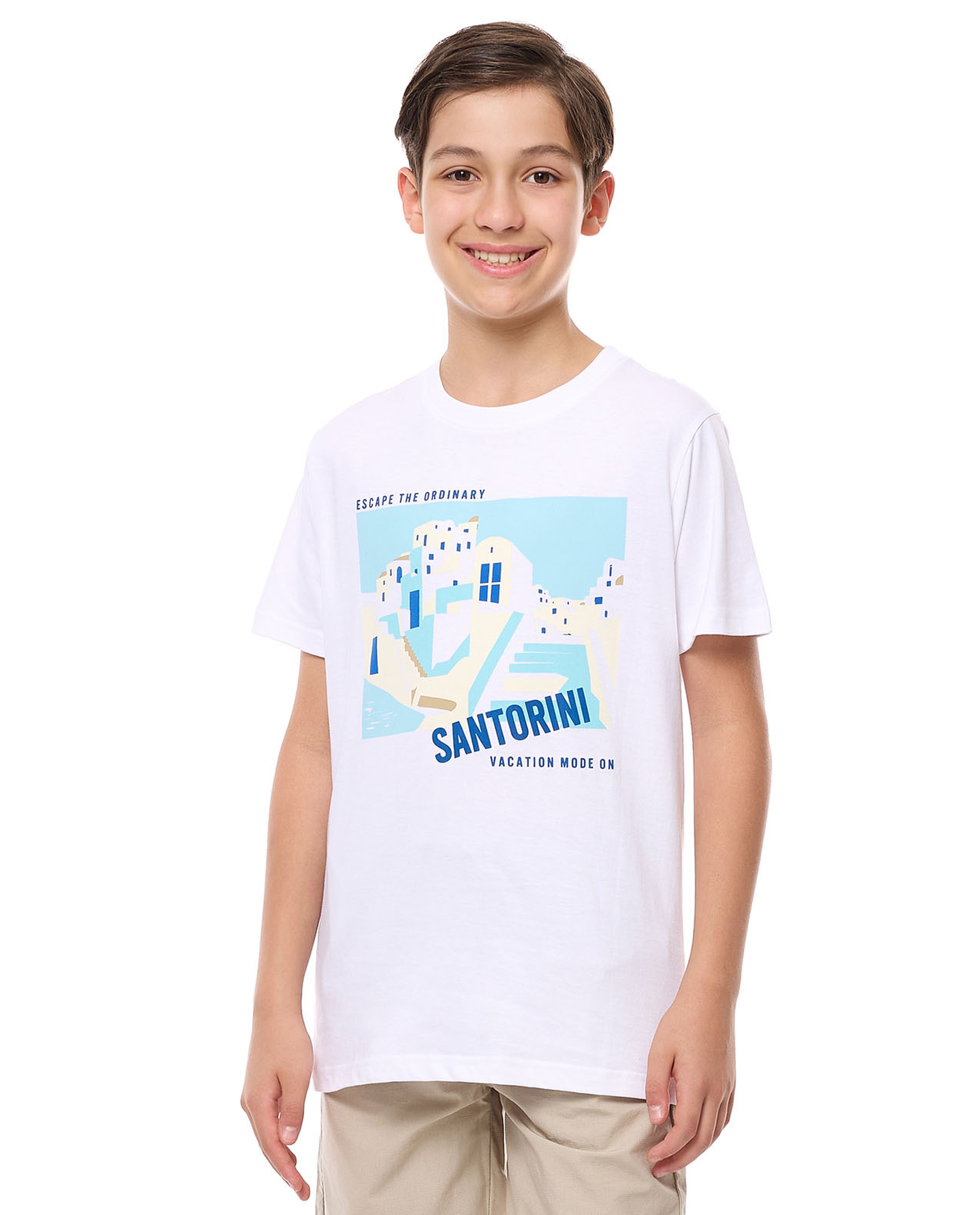 Printed T-Shirt with Crew Neck and Short Sleeves