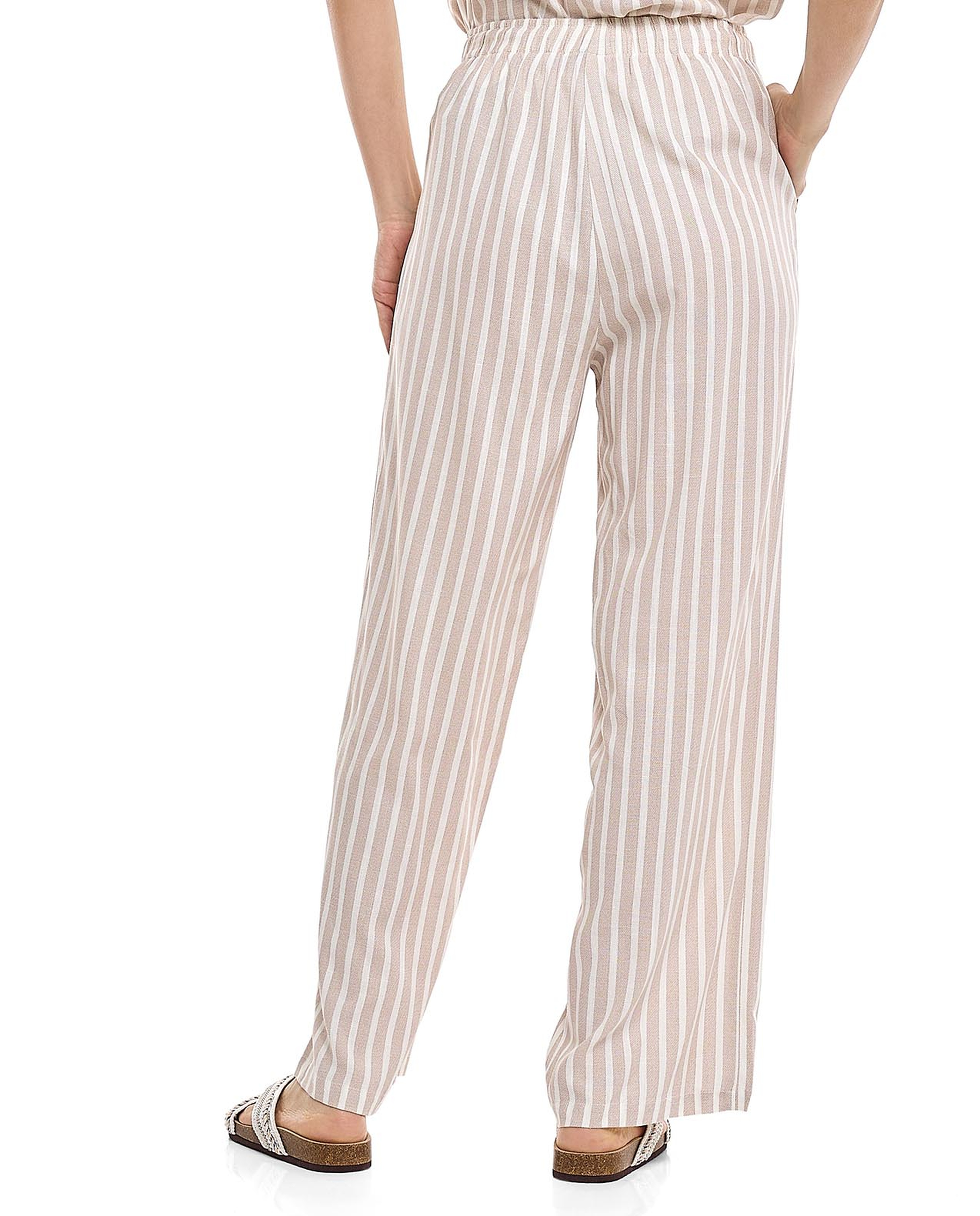Striped Straight Fit Pants with Drawstring Waist