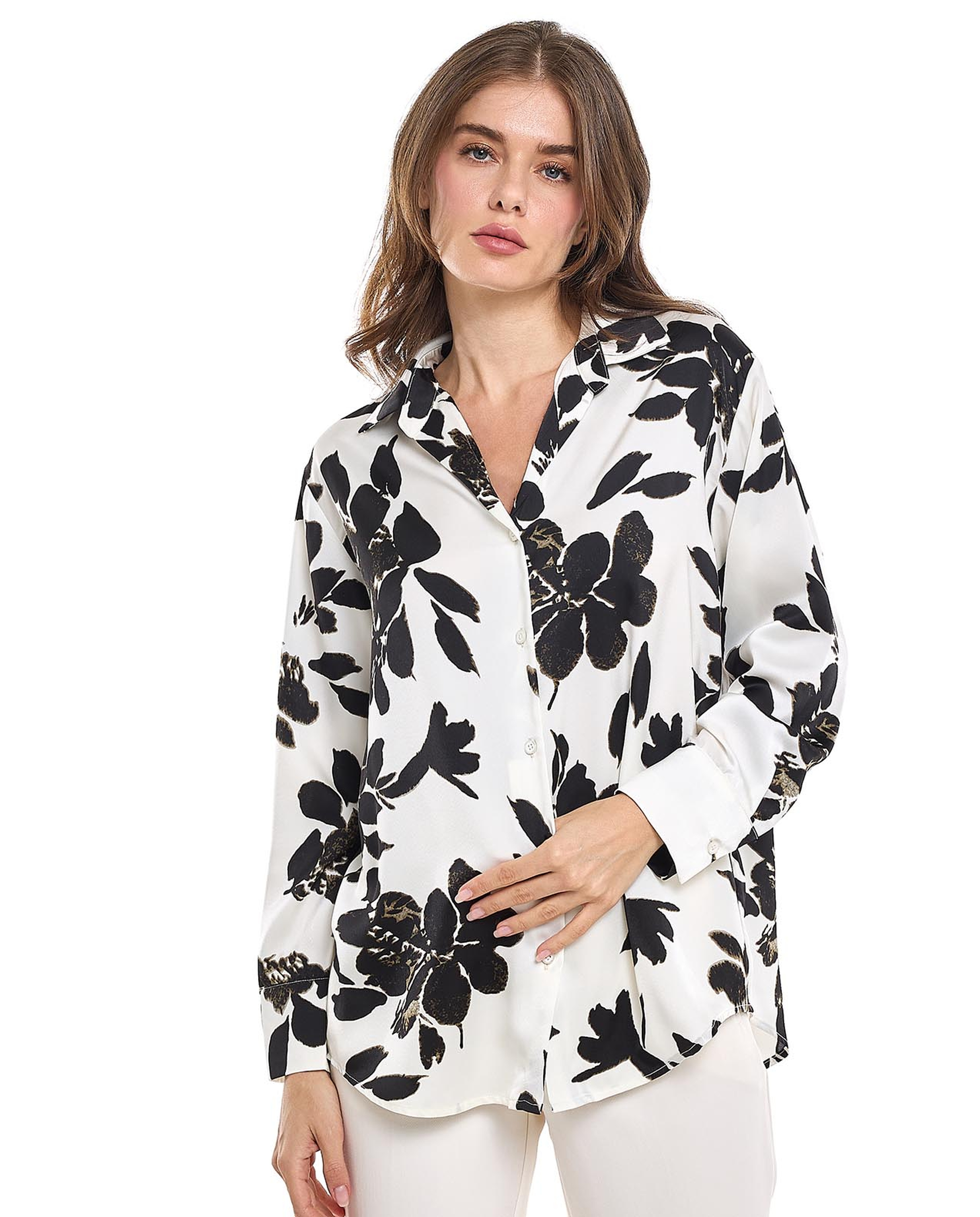 Patterned Shirt with Classic Collar and Long Sleeves