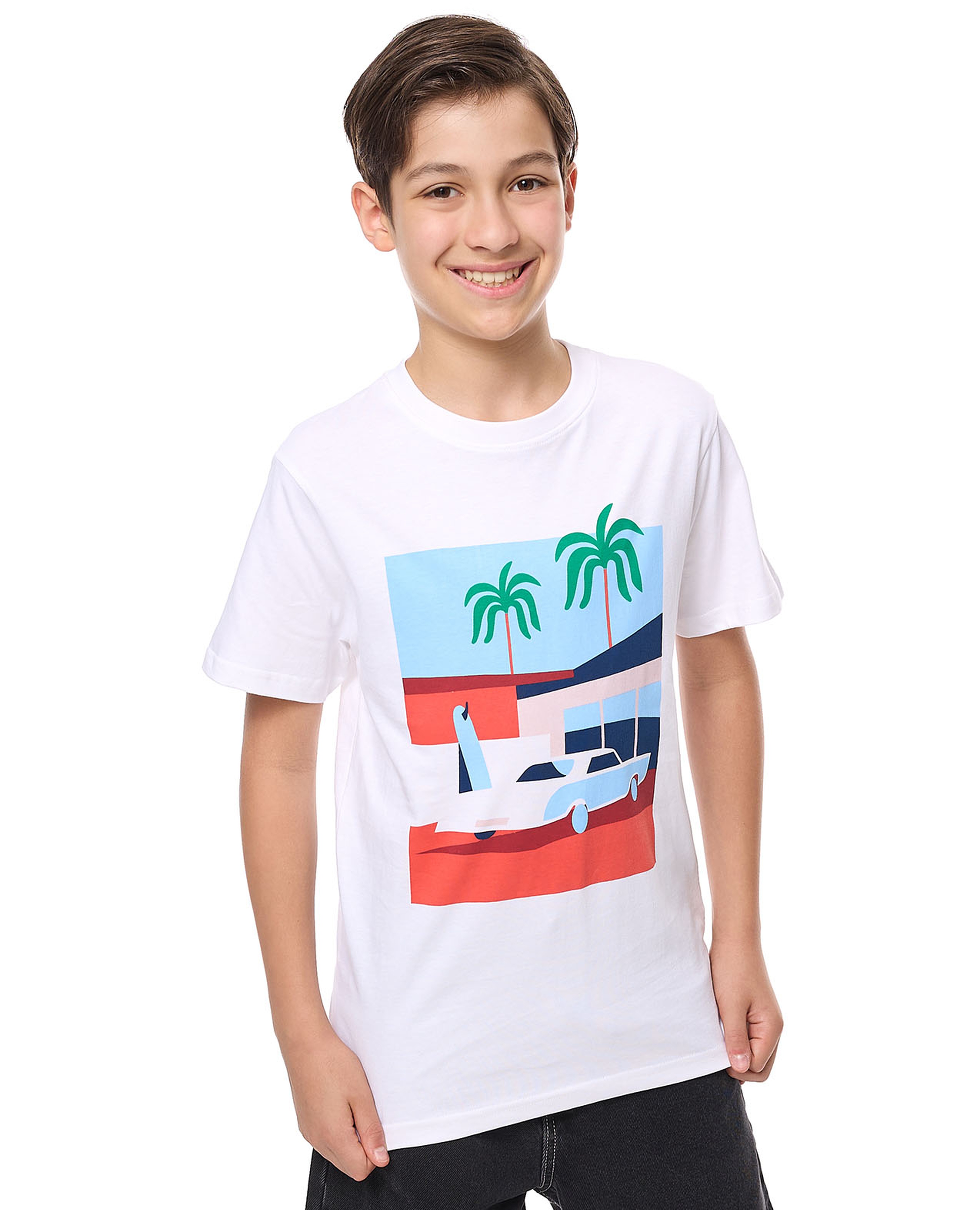 Printed T-Shirt with Crew Neck and Short Sleeves