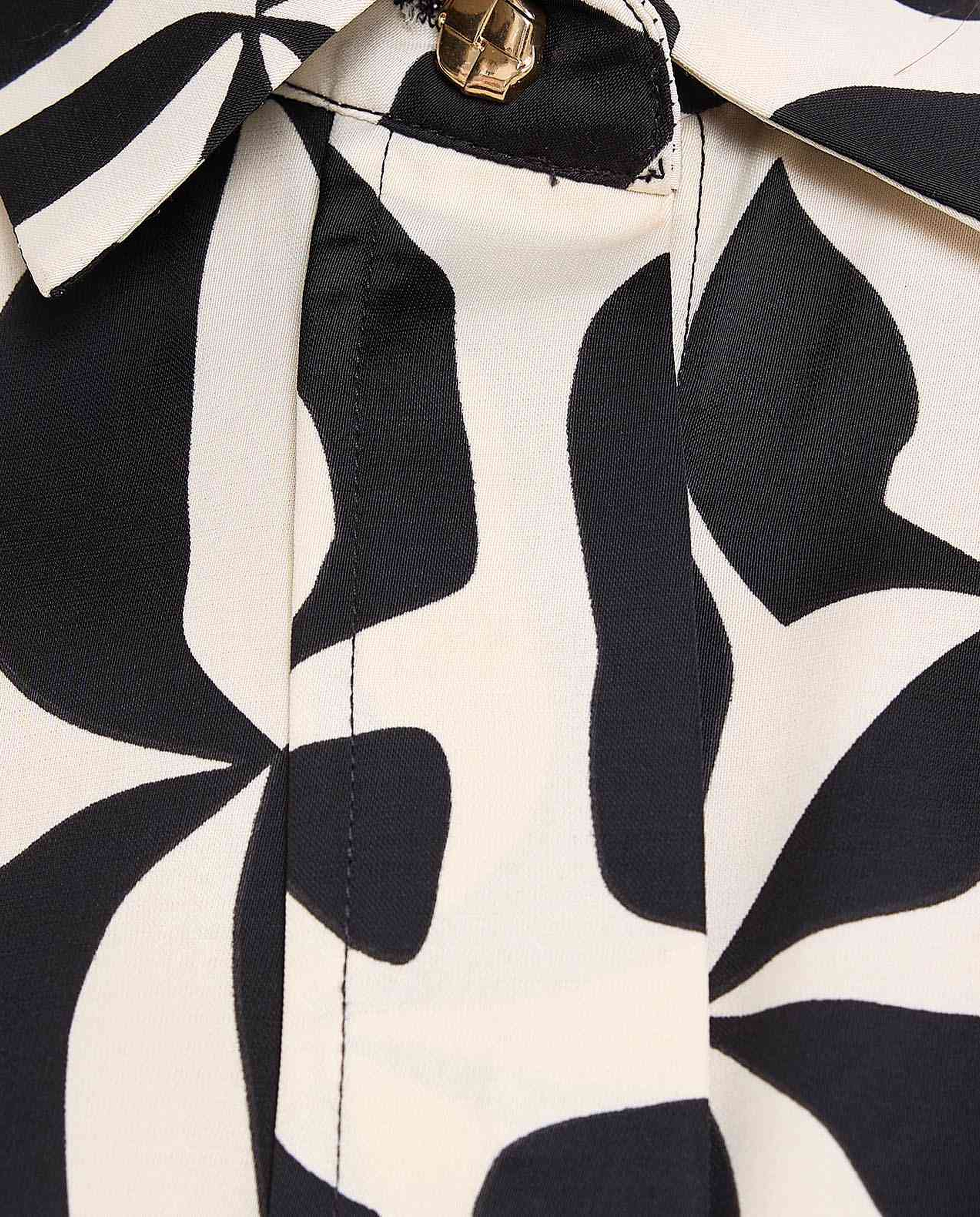 Patterned Shirt with Classic Collar and 3/4 Sleeves