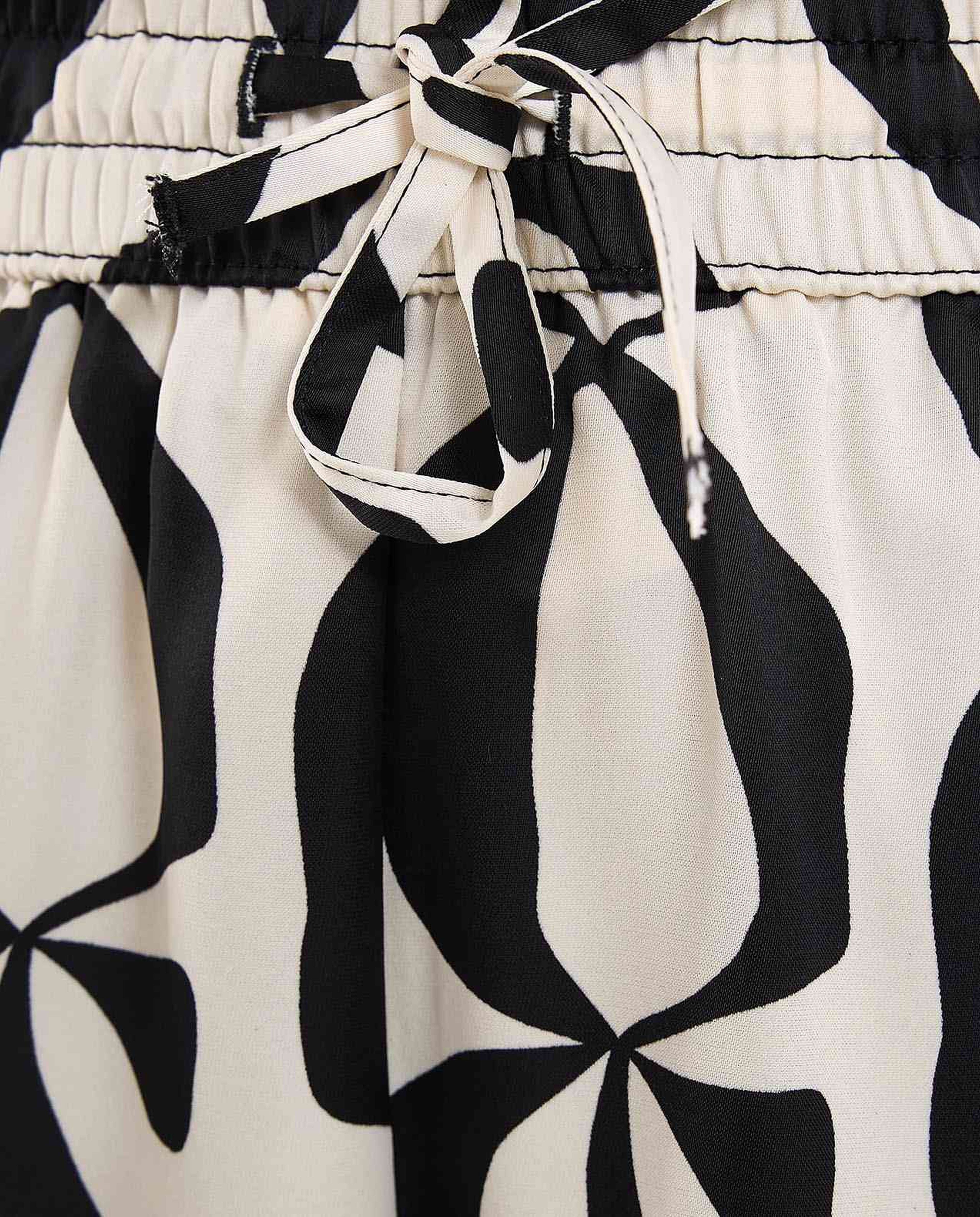 Patterned Wide Leg Pants with Drawstring Waist