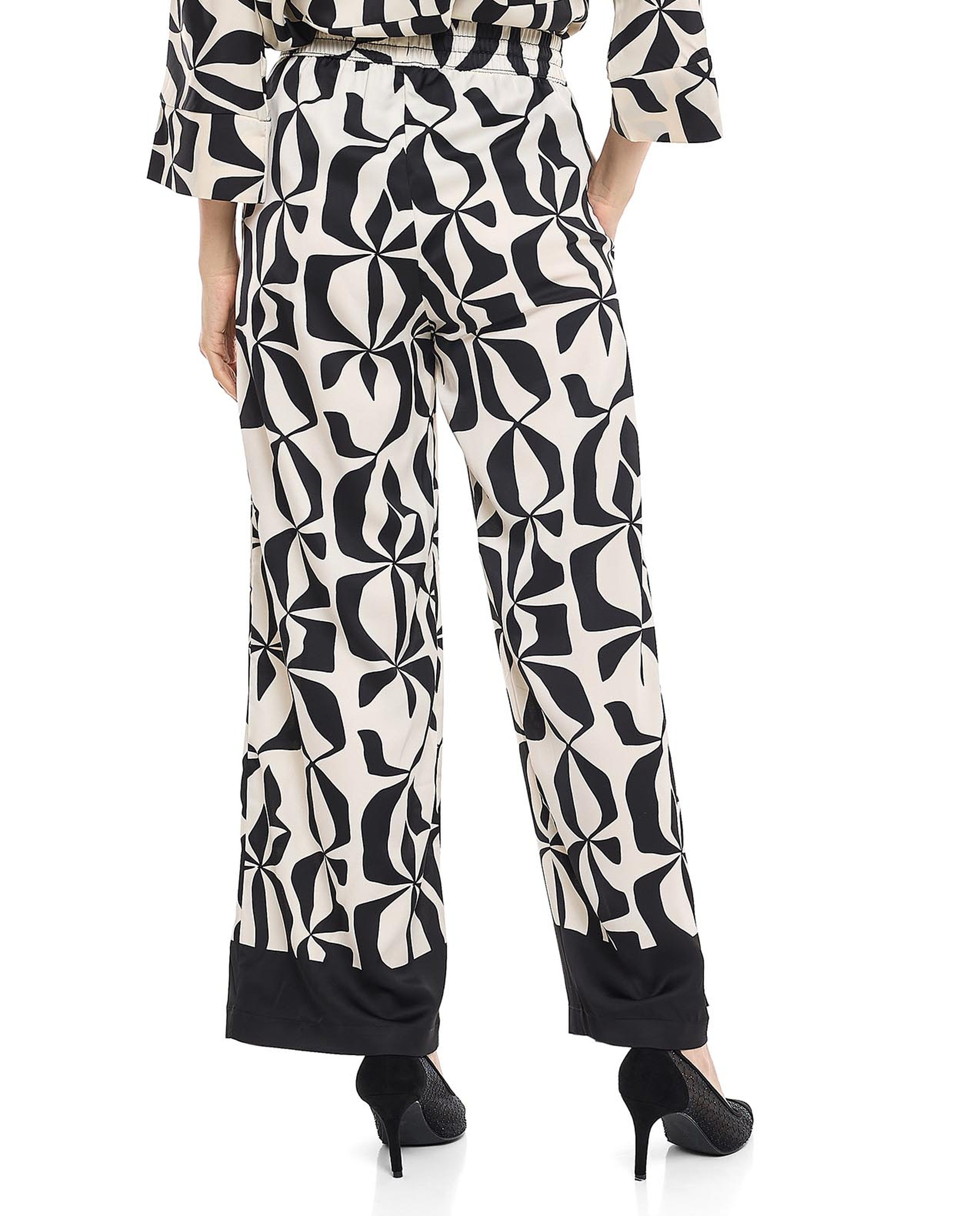 Patterned Wide Leg Pants with Drawstring Waist