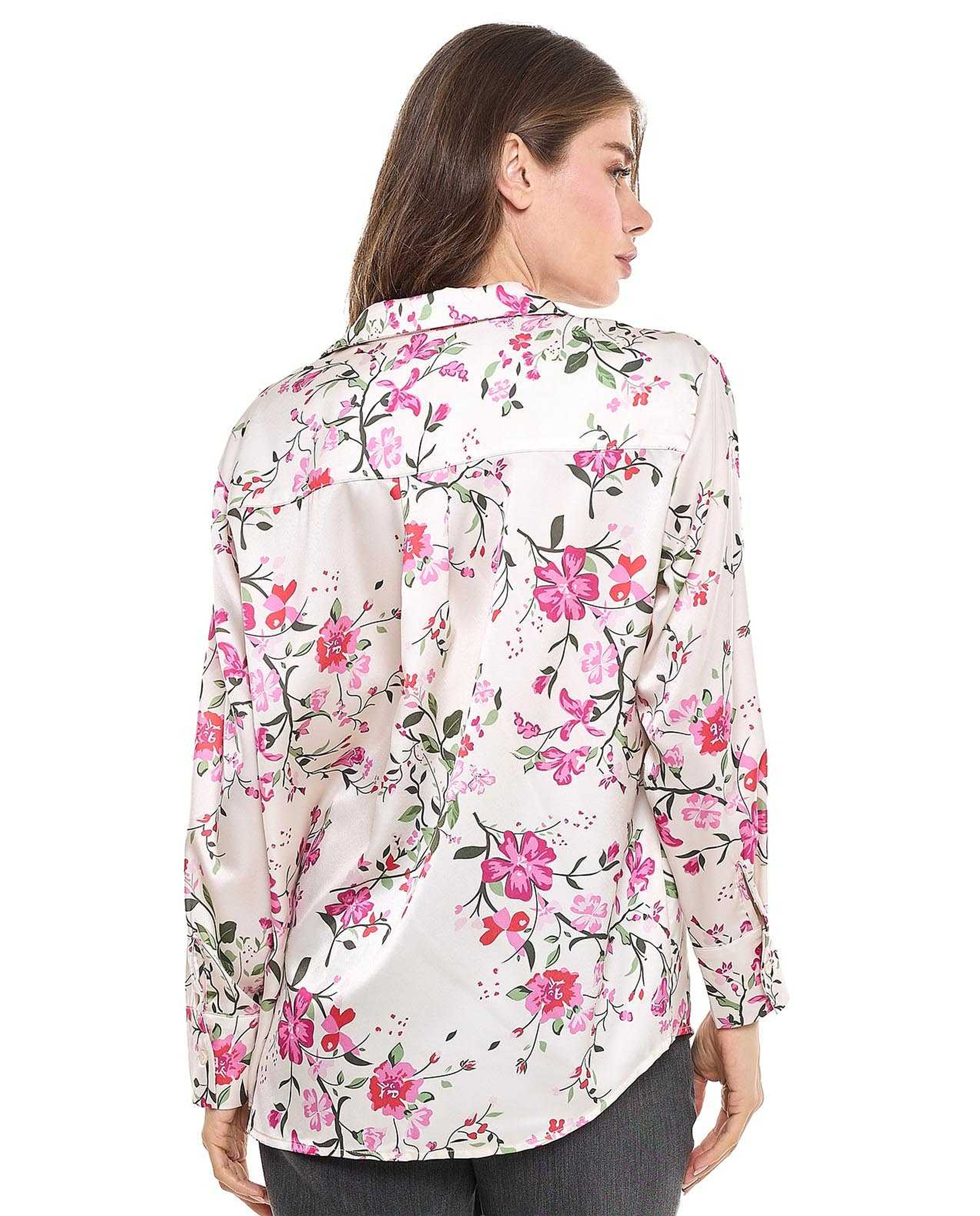 Floral Printed Shirt with Classic Collar and Long Sleeves