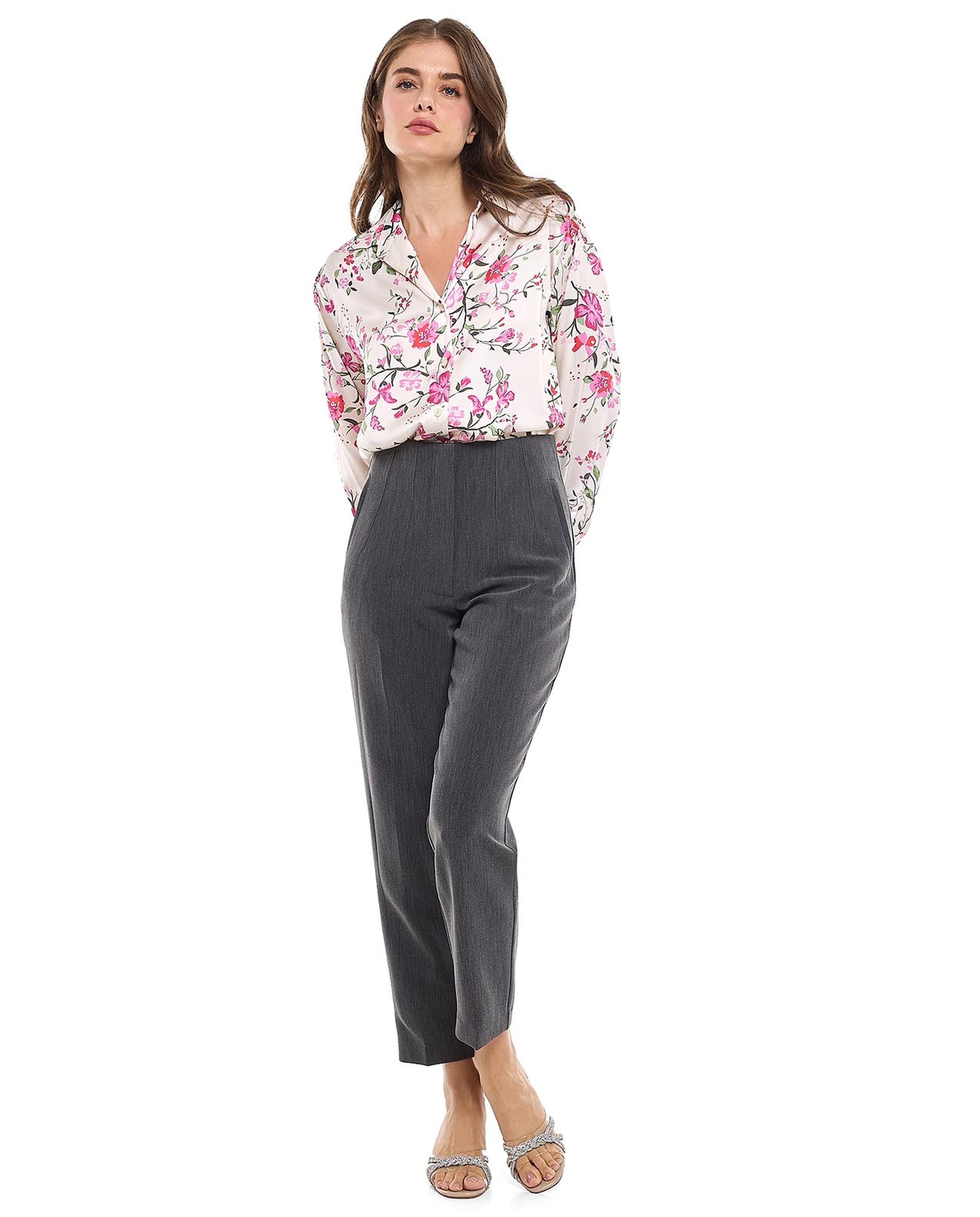 Floral Printed Shirt with Classic Collar and Long Sleeves