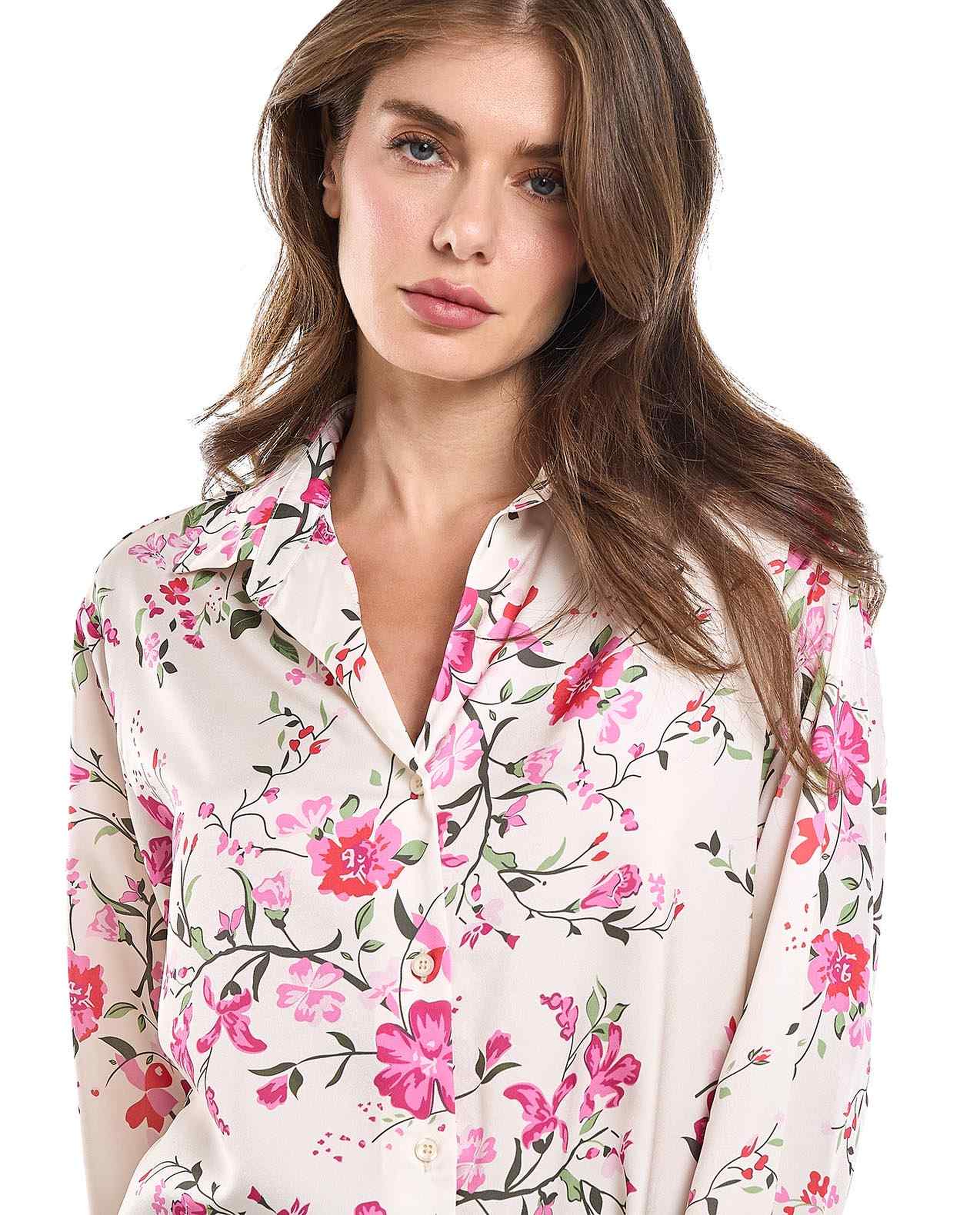 Floral Printed Shirt with Classic Collar and Long Sleeves