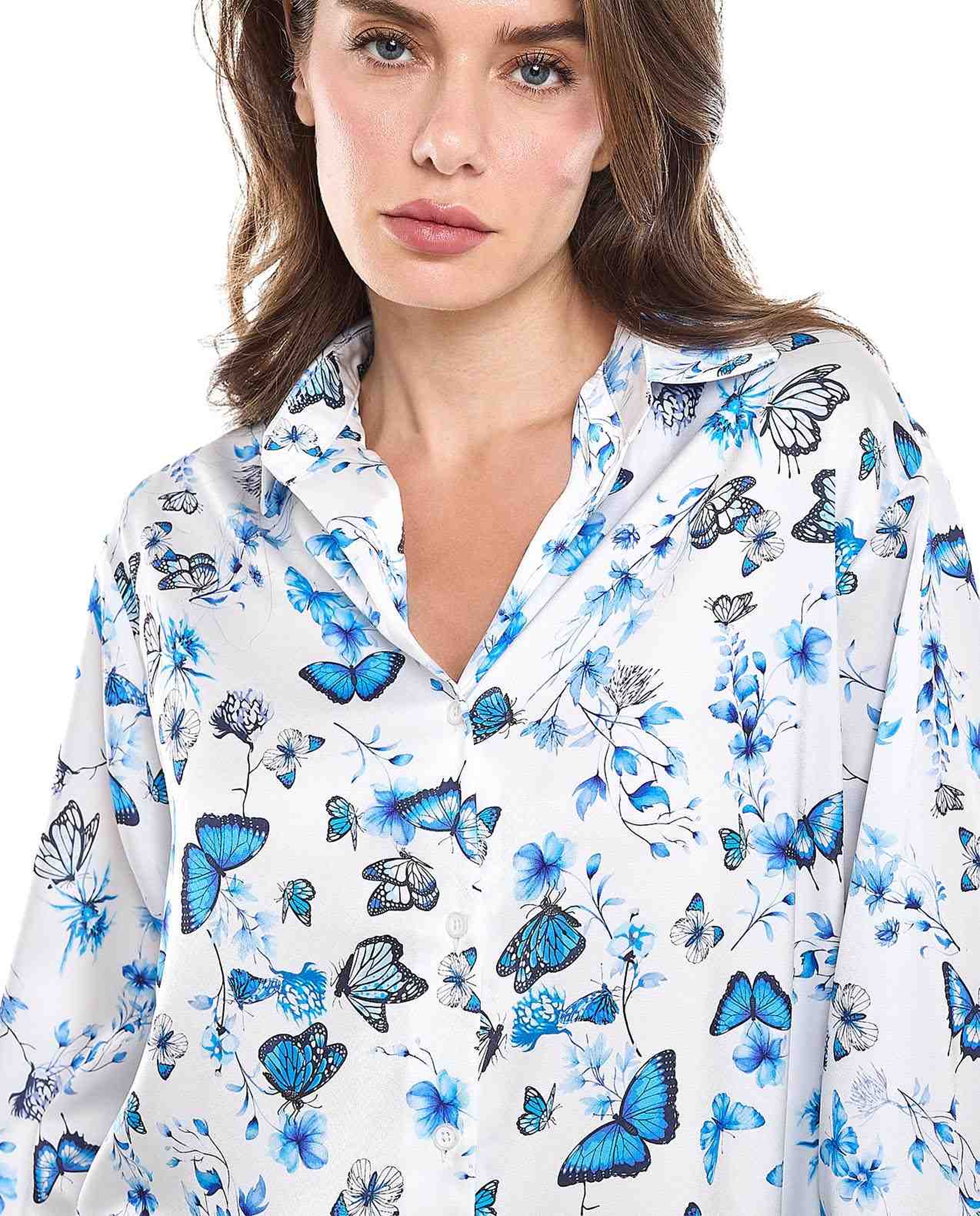 Patterned Shirt with Classic Collar and Long Sleeves