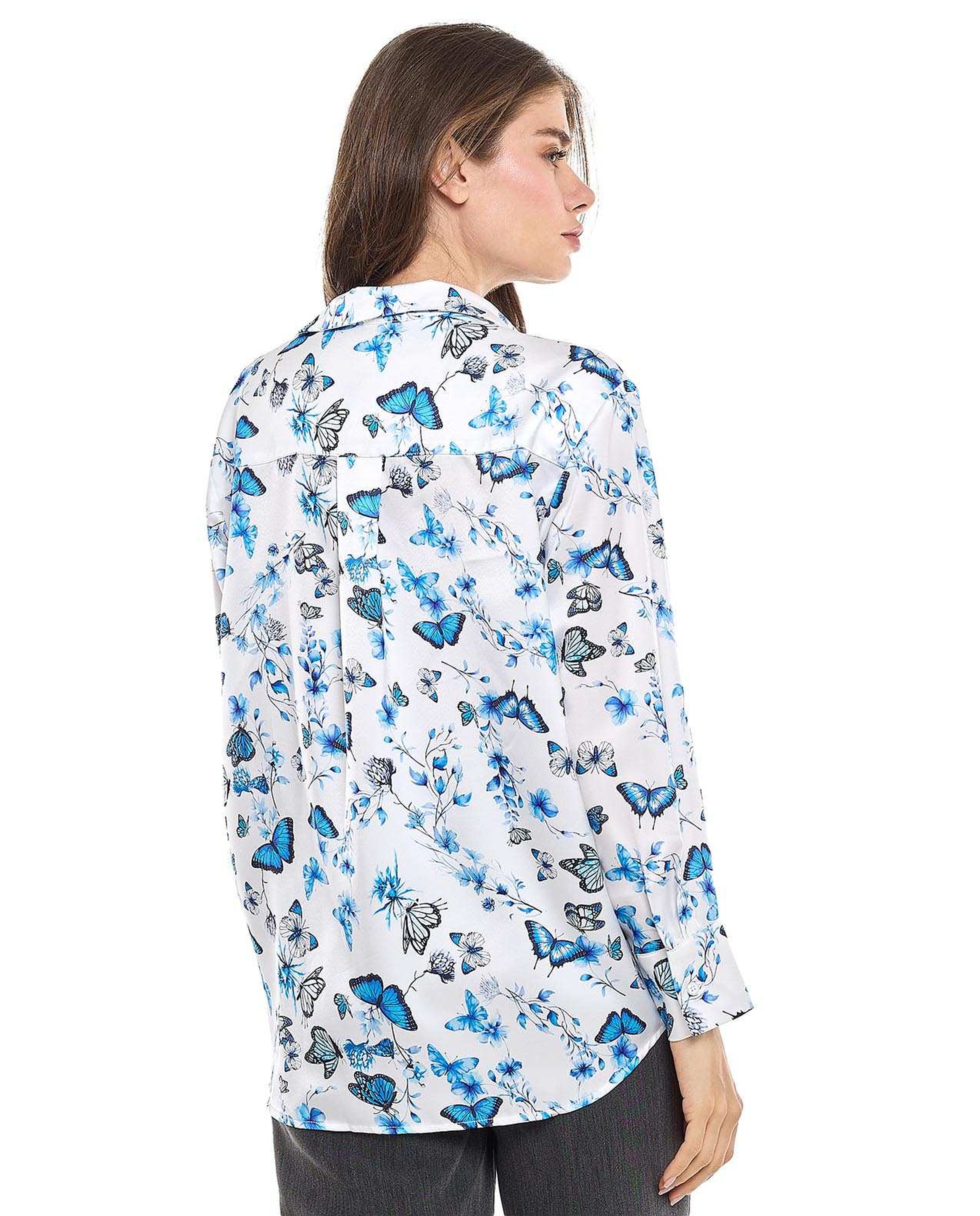 Patterned Shirt with Classic Collar and Long Sleeves
