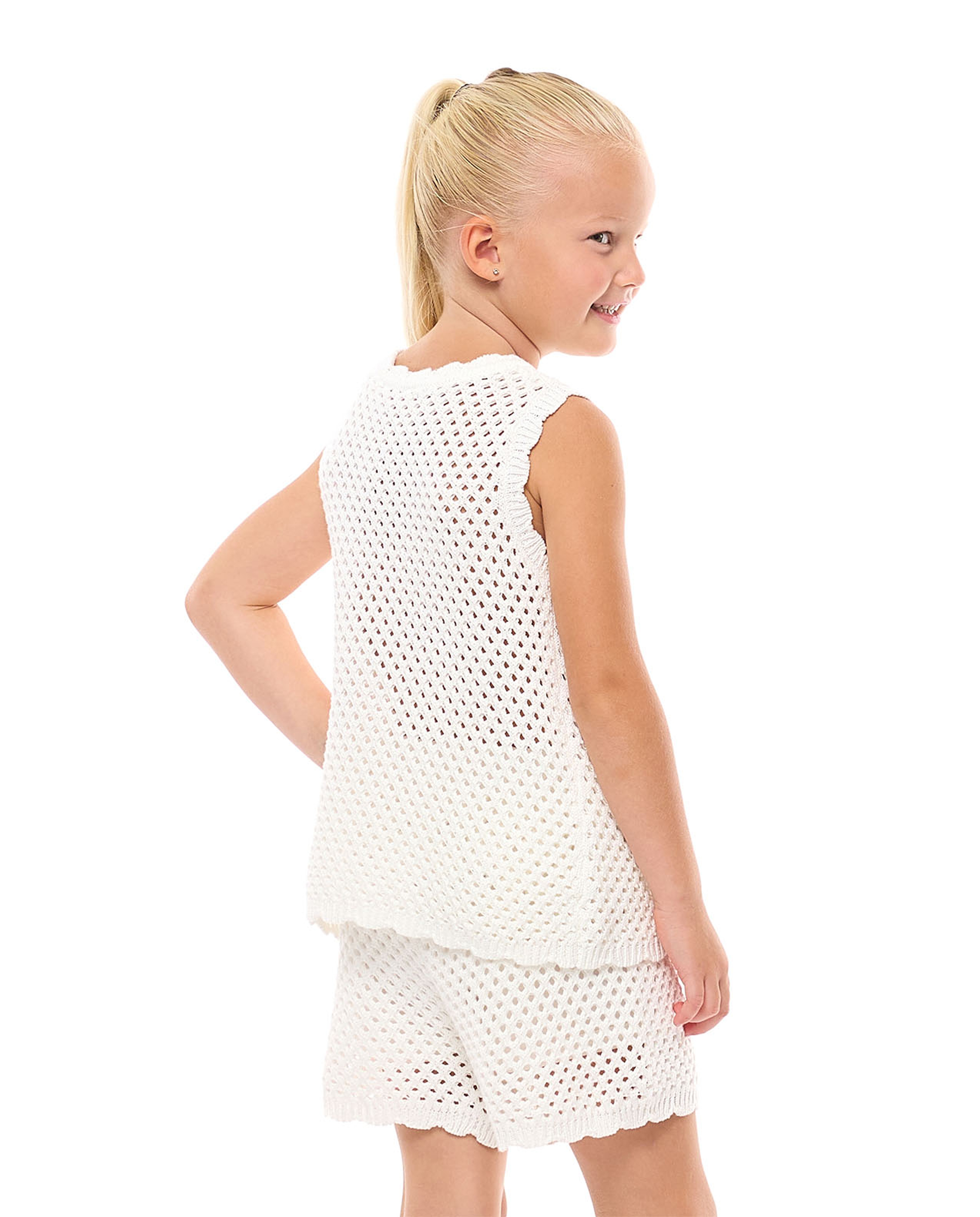 Appliqued Openwork Top and Shorts Set