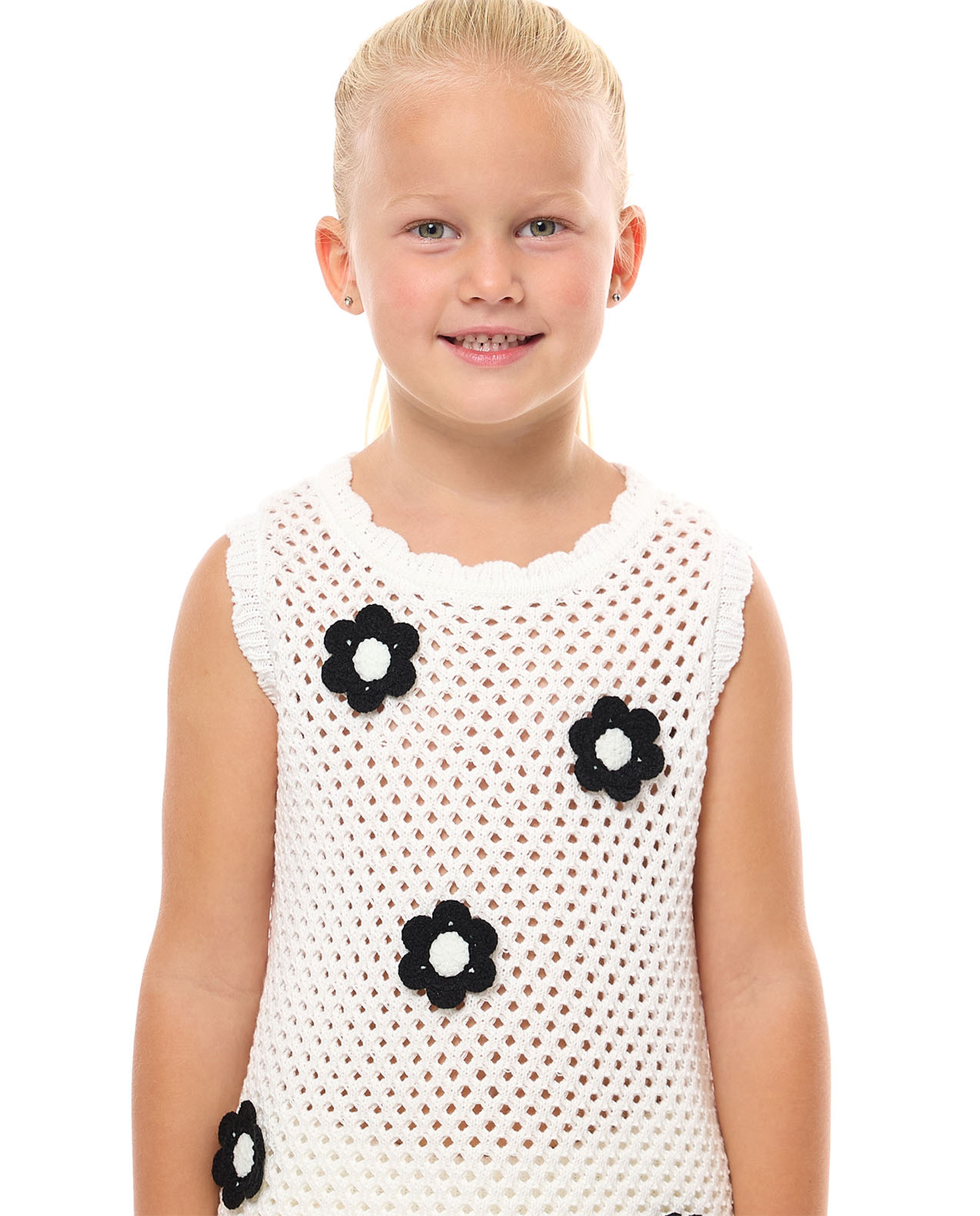 Appliqued Openwork Top and Shorts Set