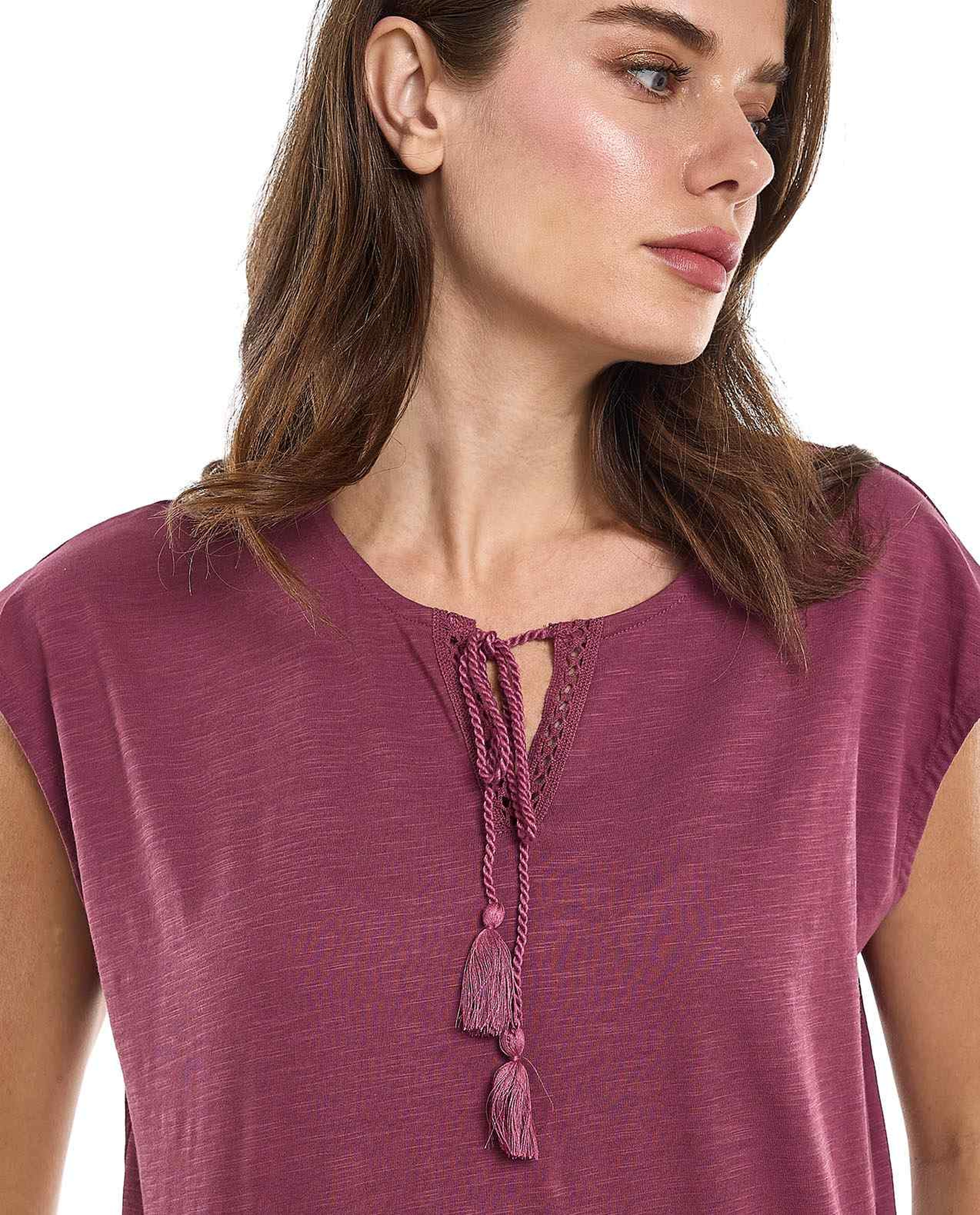 Solid Top with Tie-Up Neck and Cap Sleeves