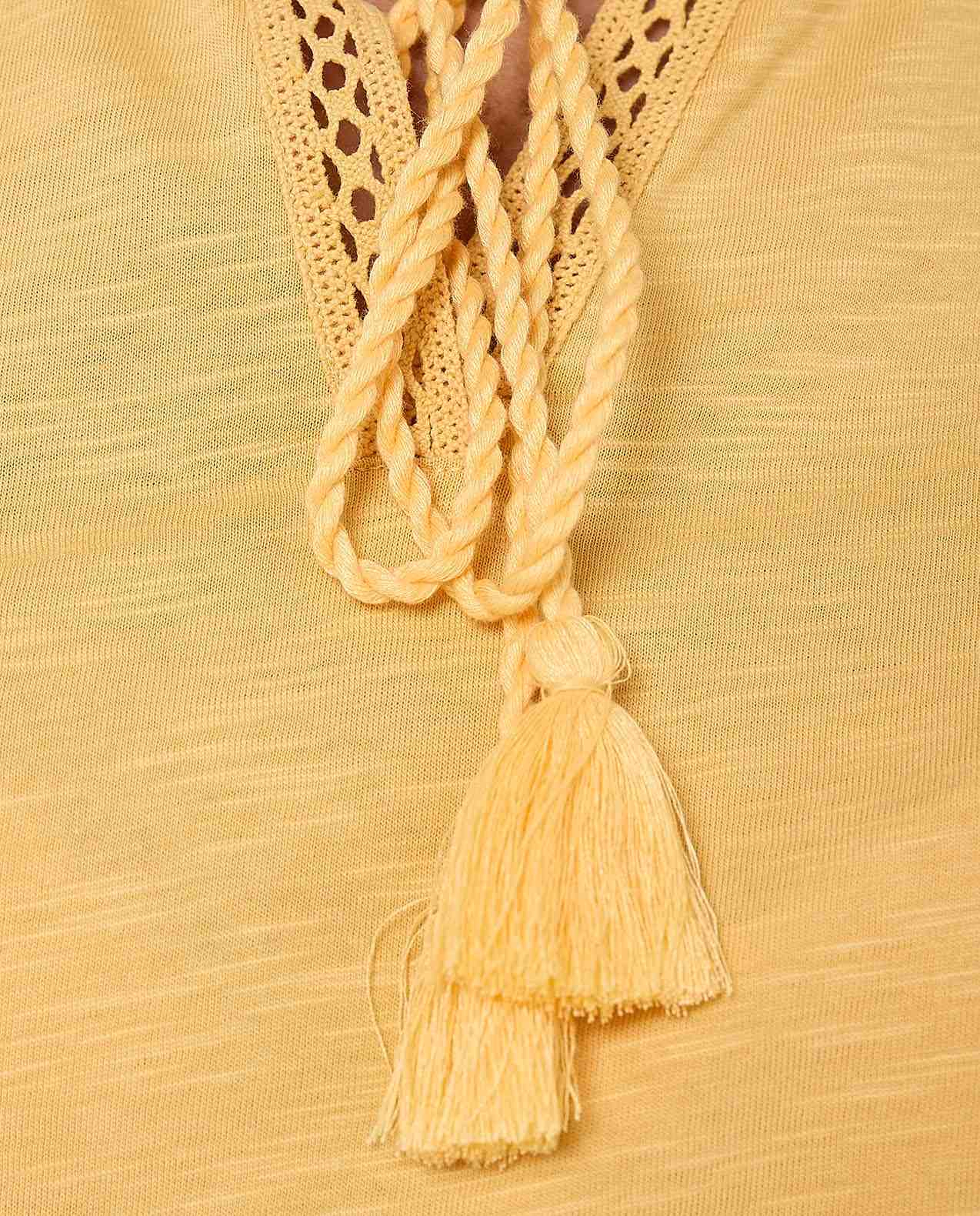 Solid Top with Tie-Up Neck and Cap Sleeves