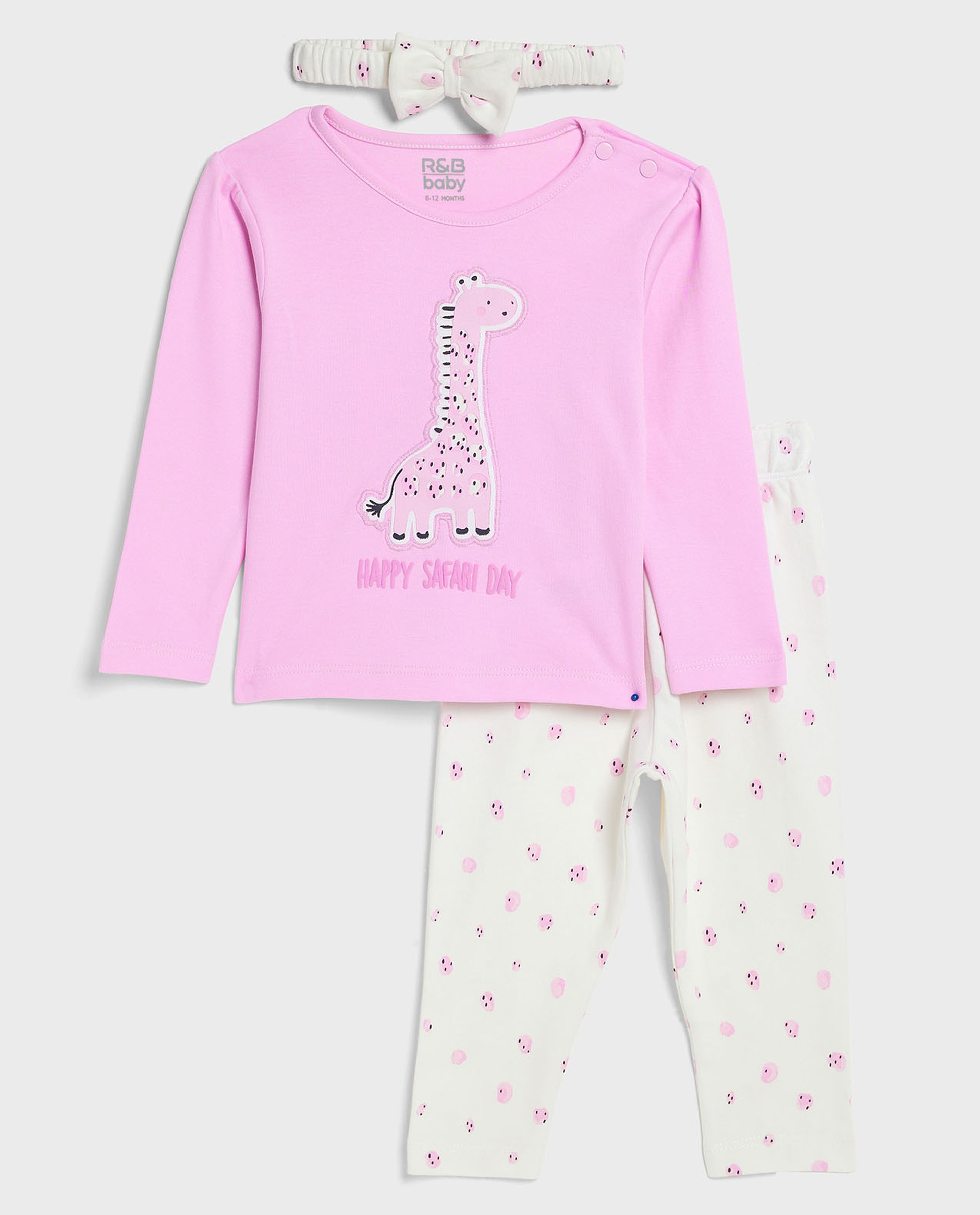 Appliqued Top and Pant Set with Headband