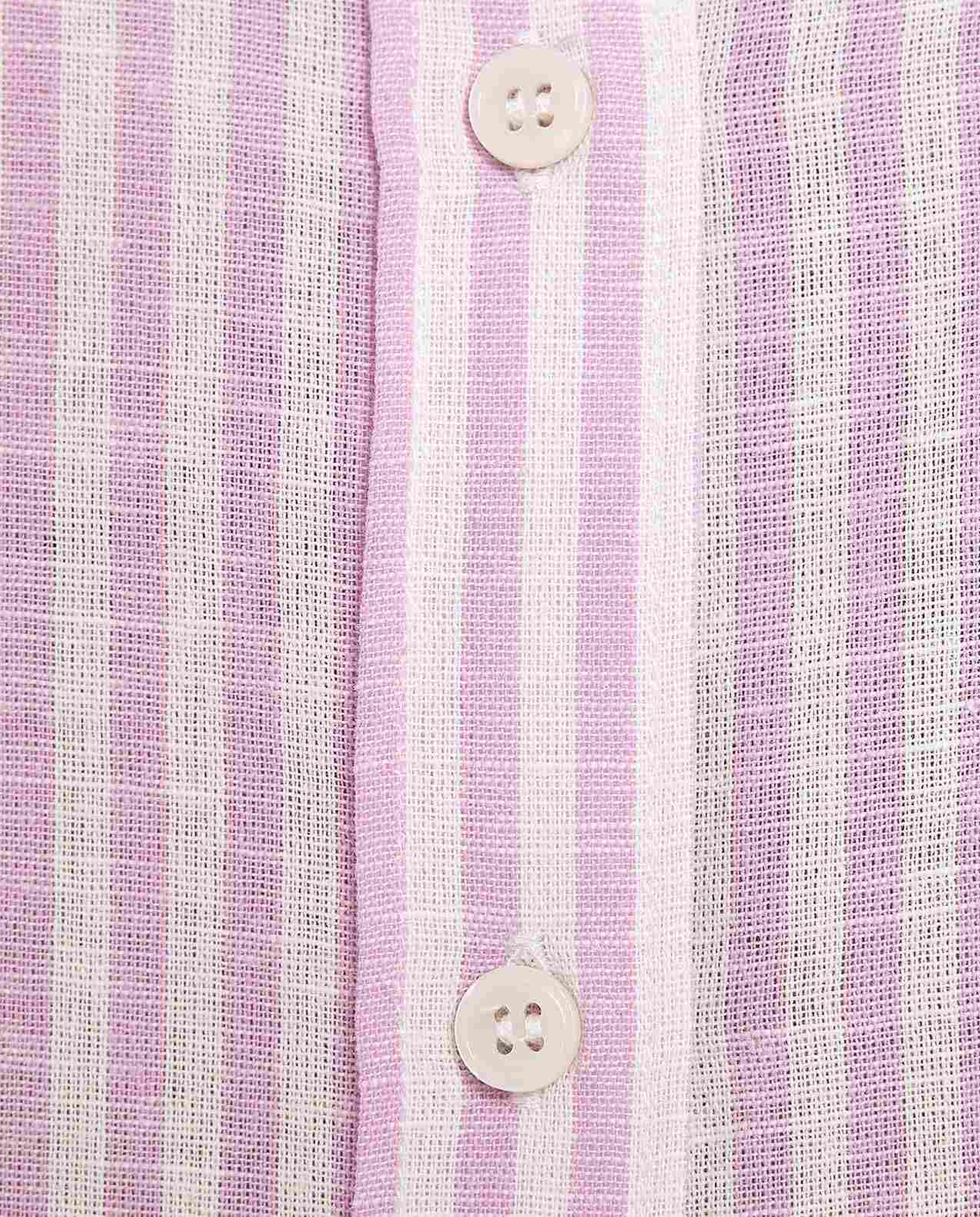 Striped Tunic Shirt with Classic Collar and Long Sleeves