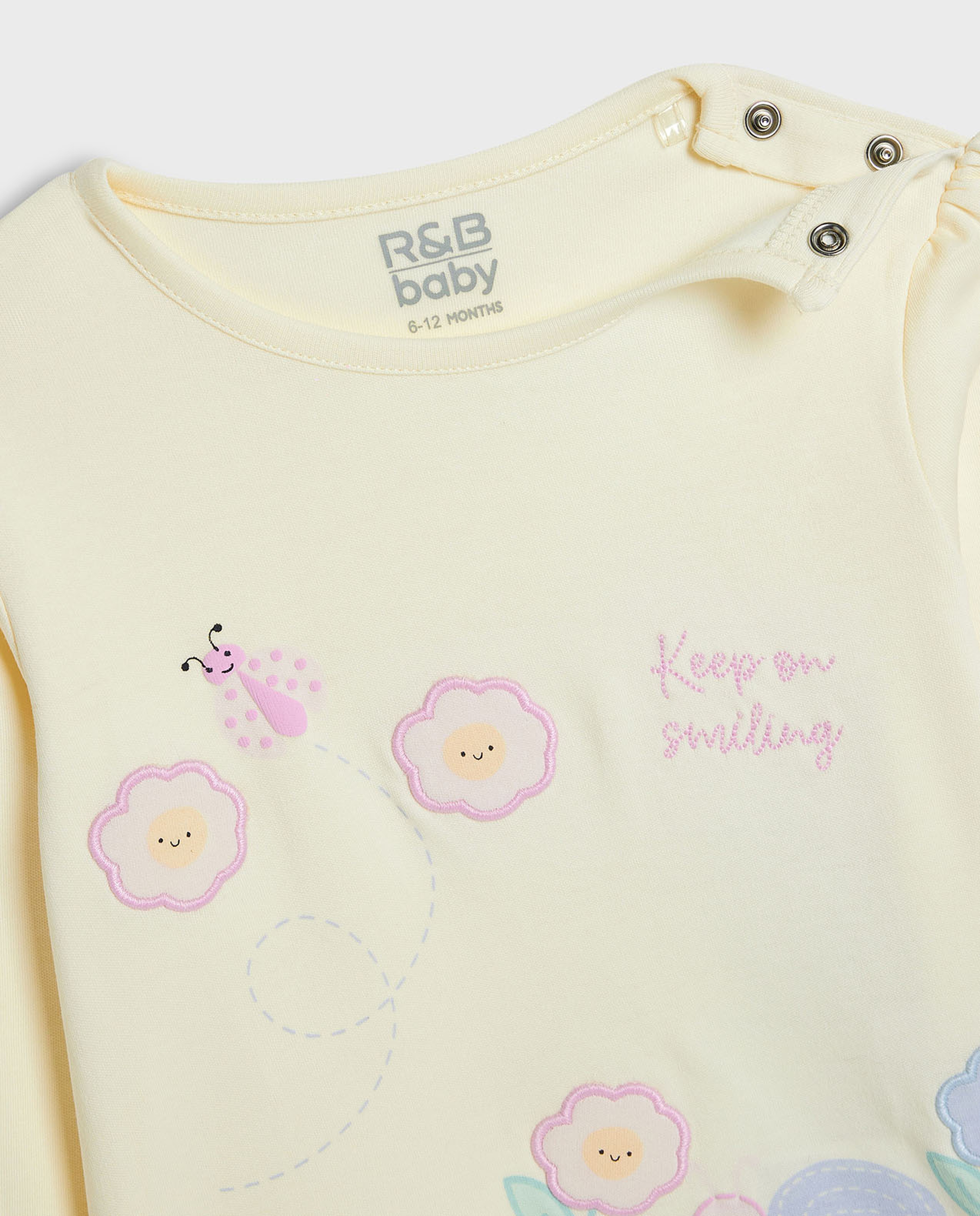 Embroidered Top and Pant Set with Headband