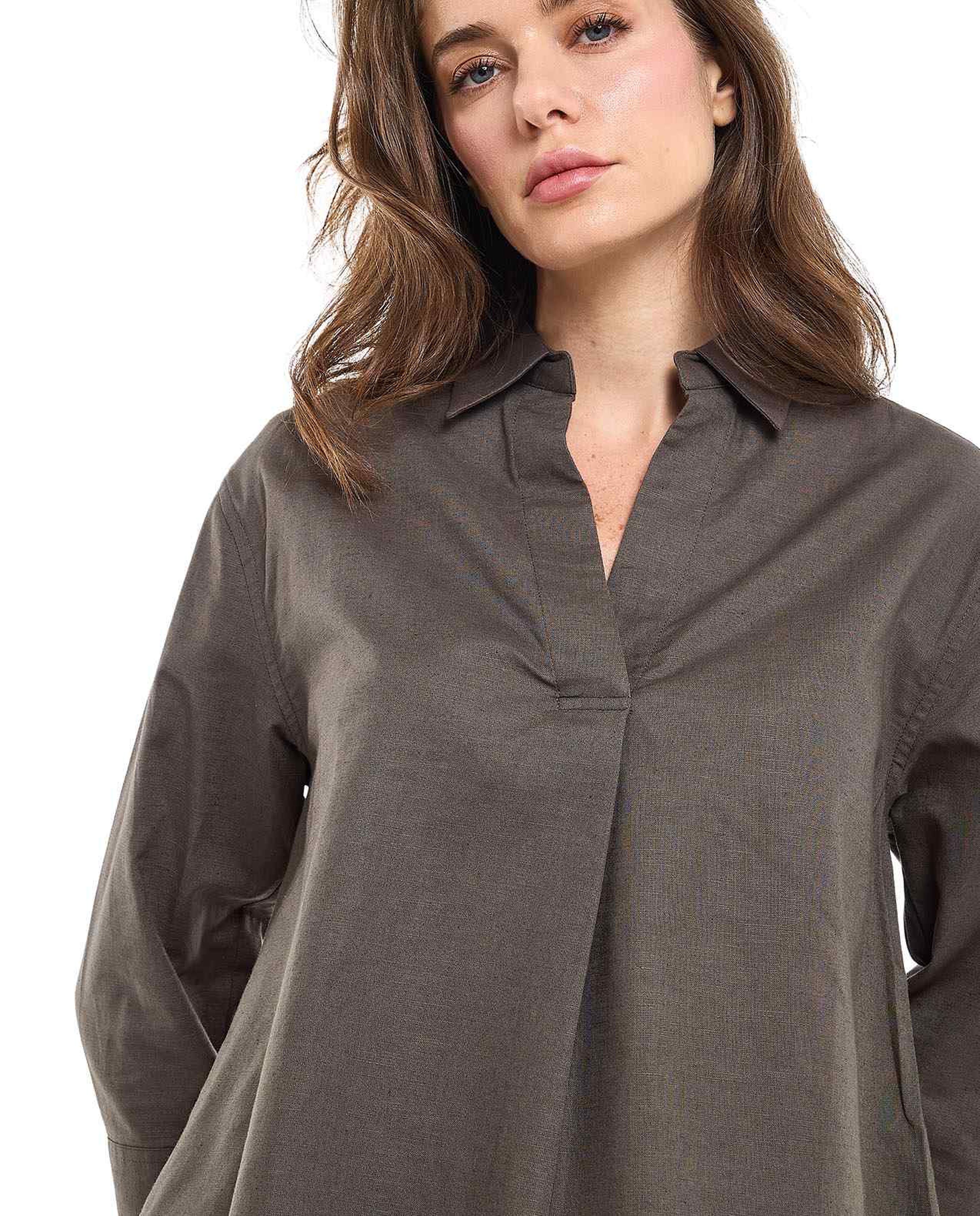 Solid Collared Top with 3/4 Sleeves