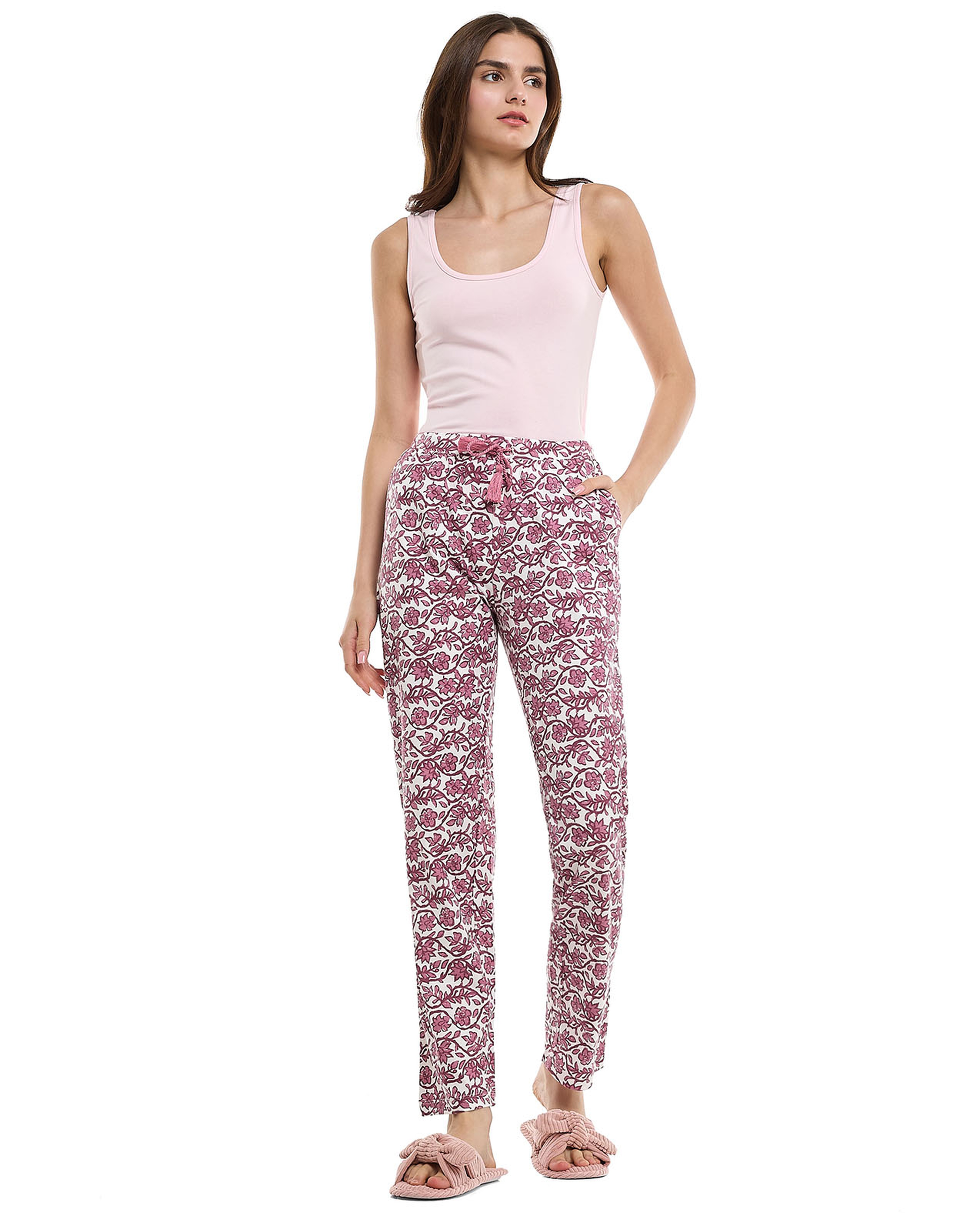 Patterned Lounge Pants with Drawstring Waist