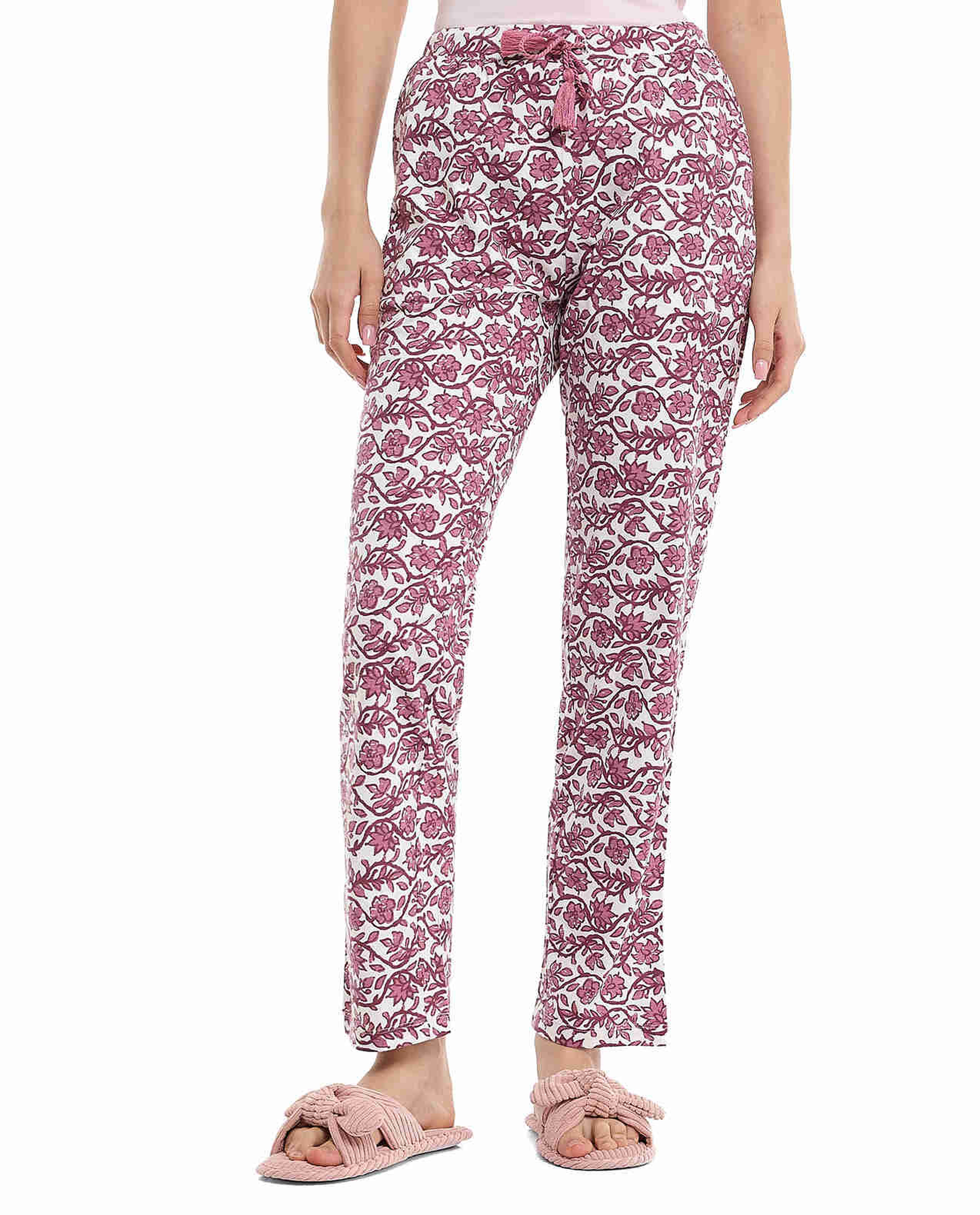 Patterned Lounge Pants with Drawstring Waist