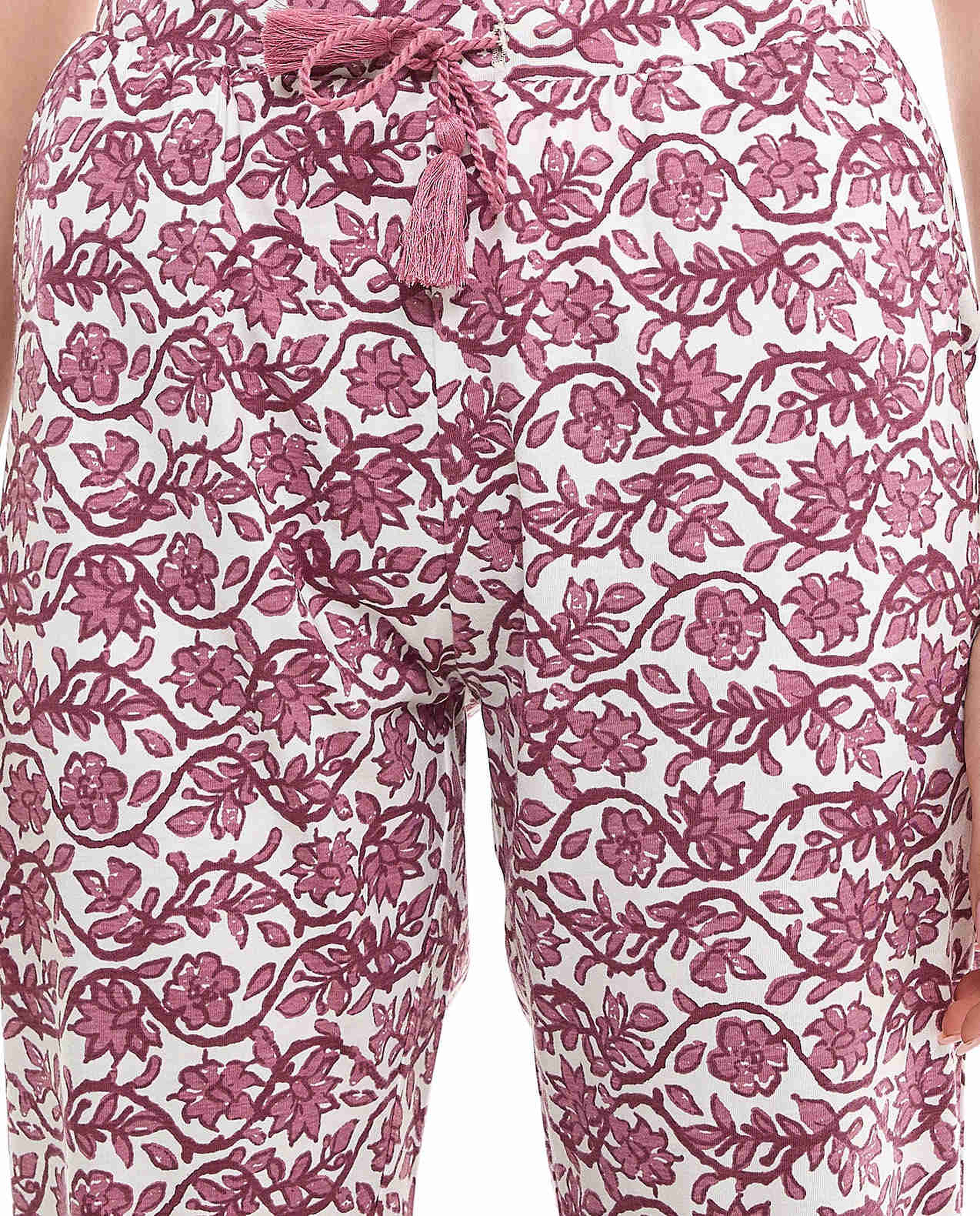 Patterned Lounge Pants with Drawstring Waist