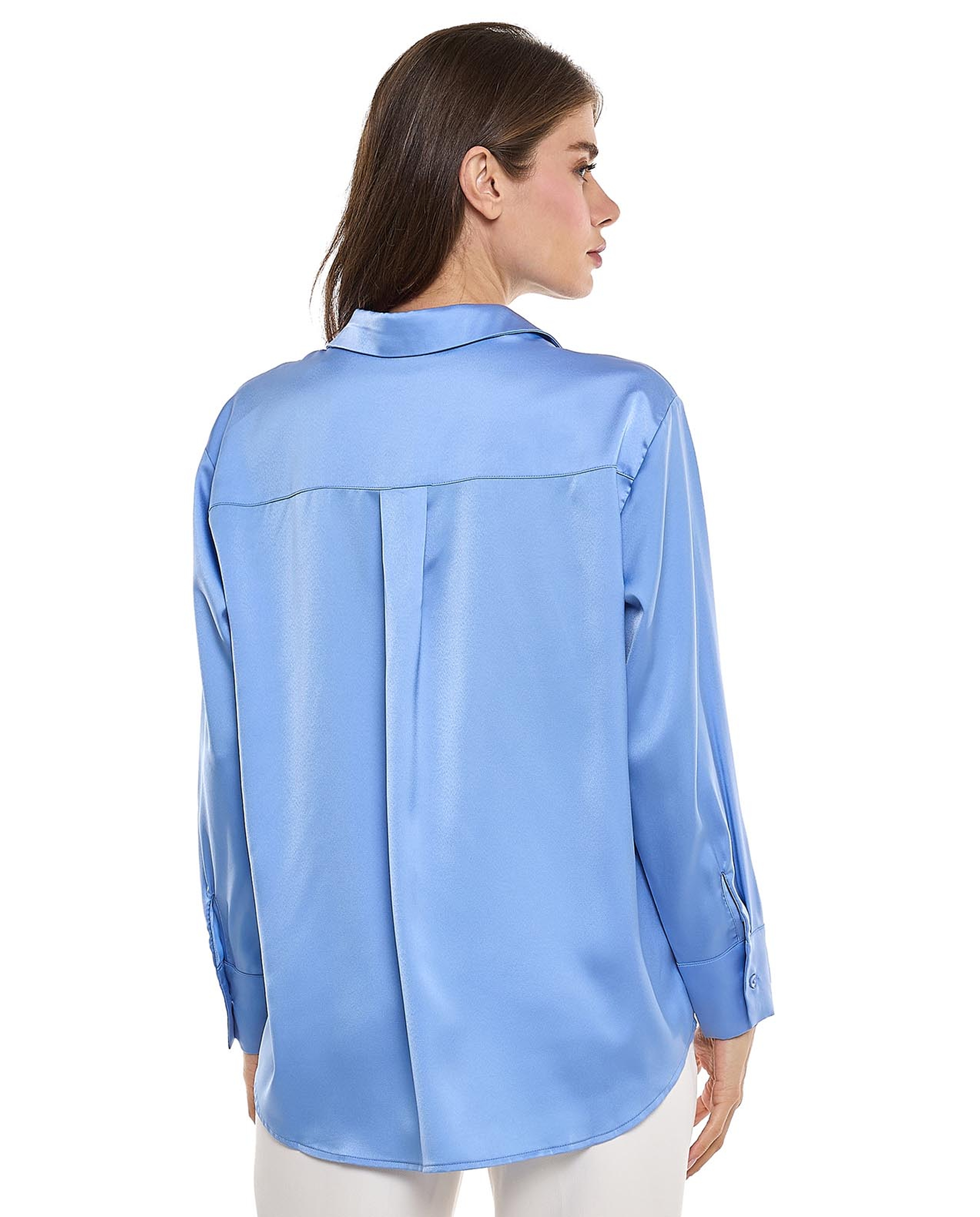 Solid Shirt with Classic Collar and Long Sleeves