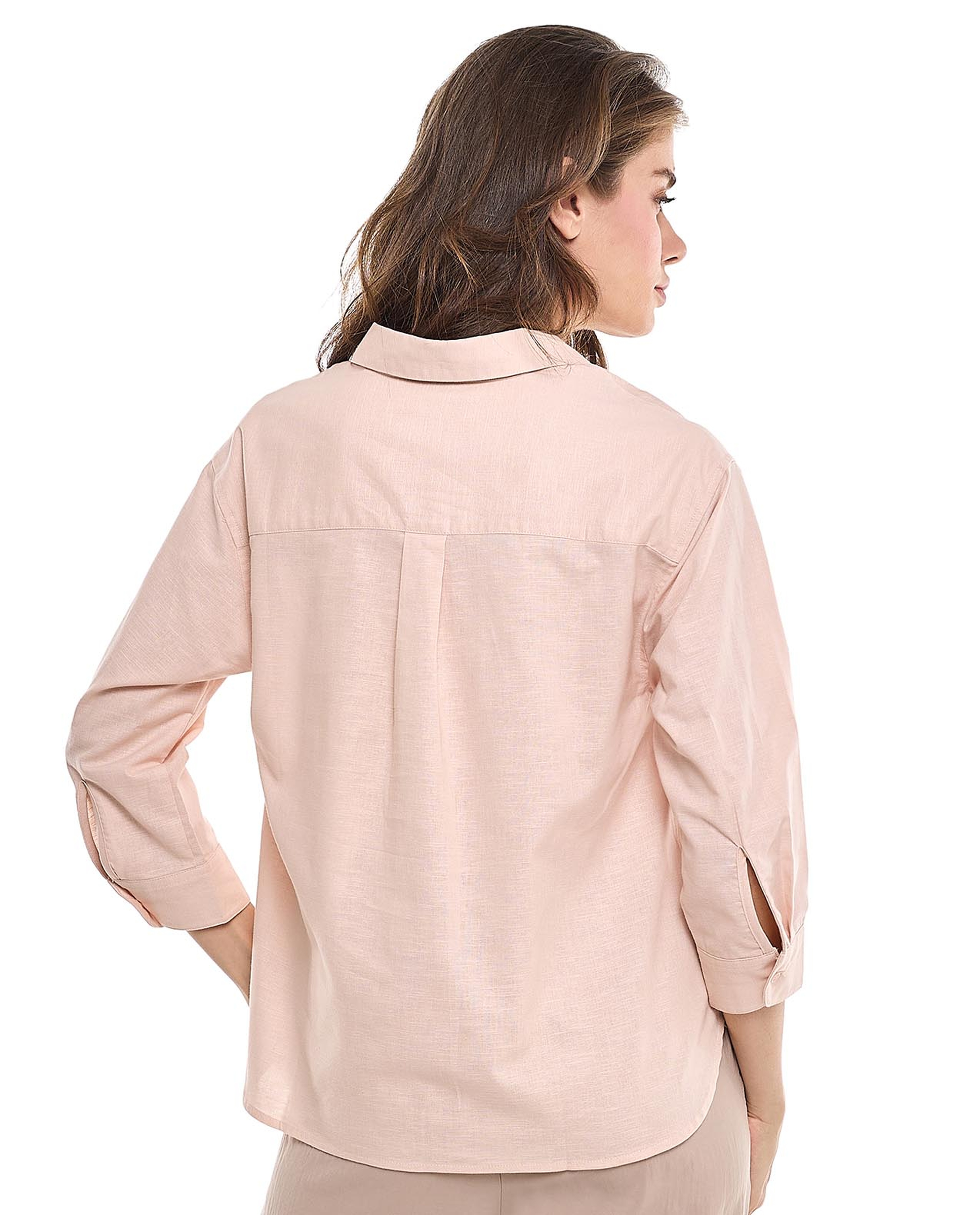 Solid Collared Top with 3/4 Sleeves