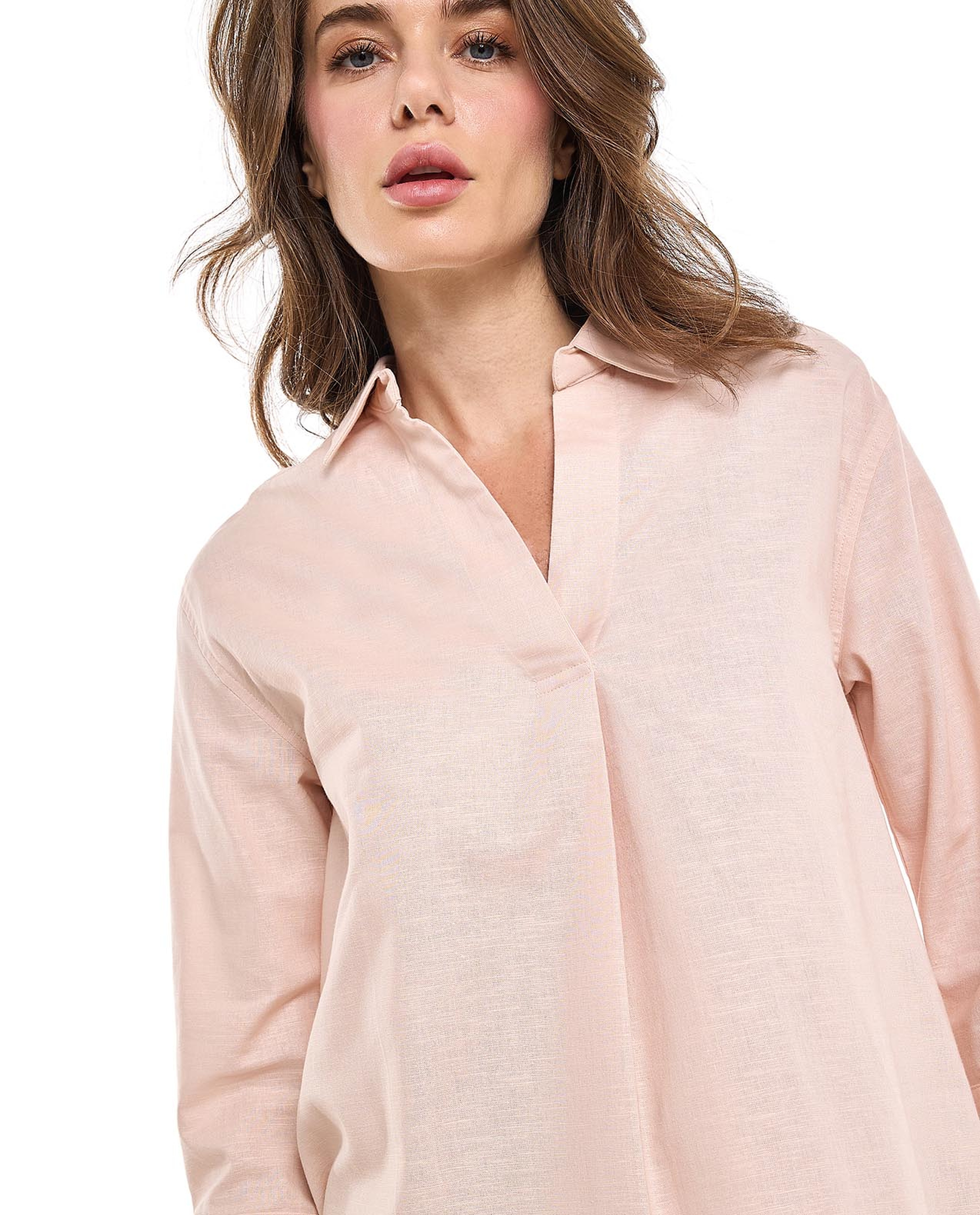 Solid Collared Top with 3/4 Sleeves