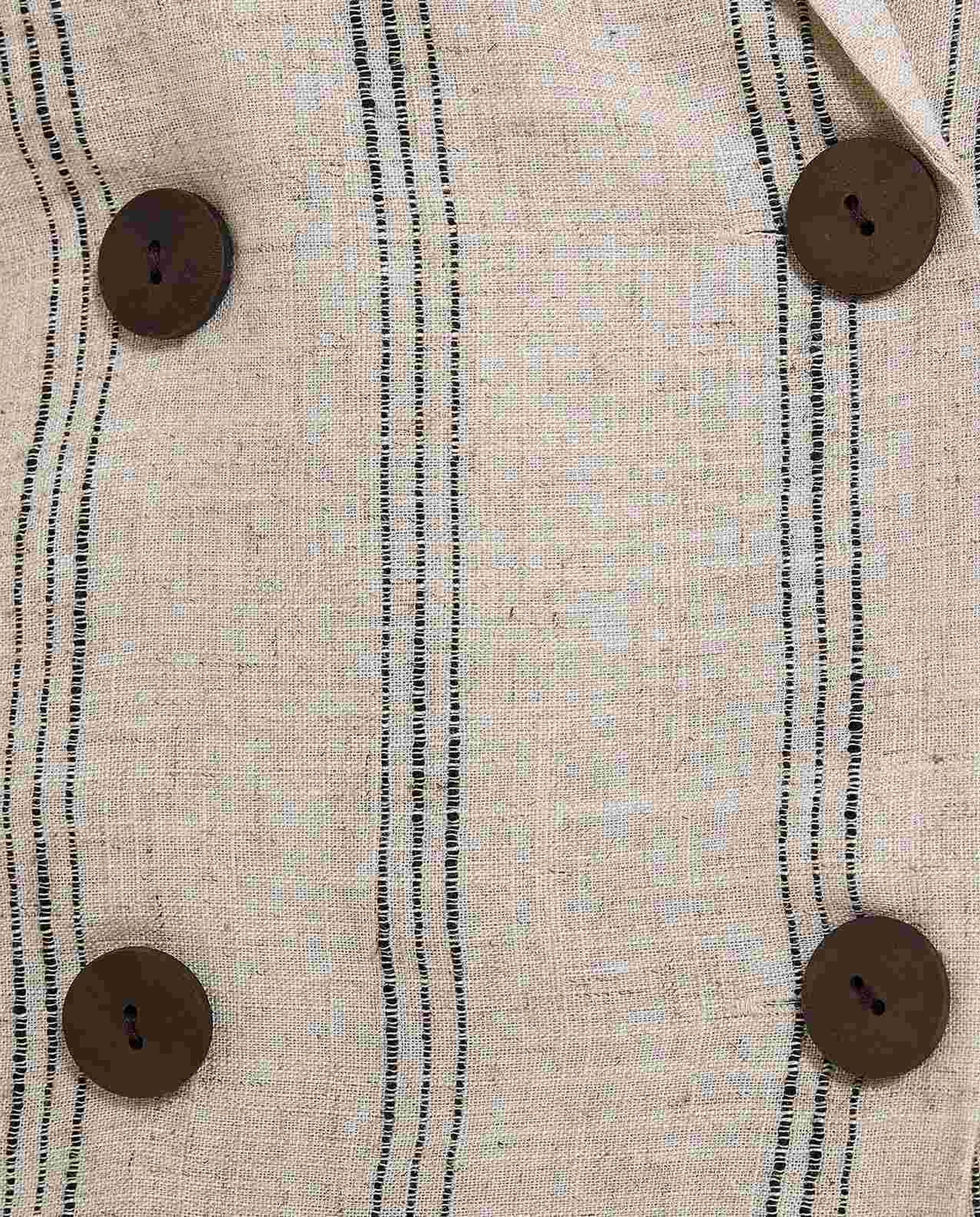 Striped Jacket with Lapel Collar and 3/4 Sleeves